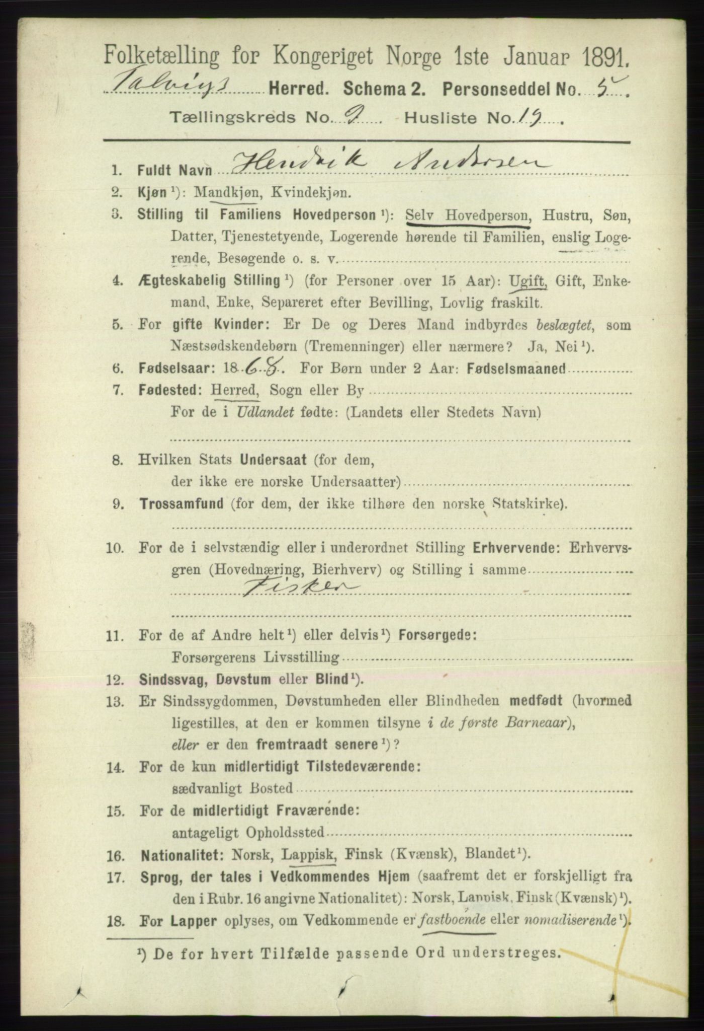 RA, 1891 census for 2013 Talvik, 1891, p. 2266