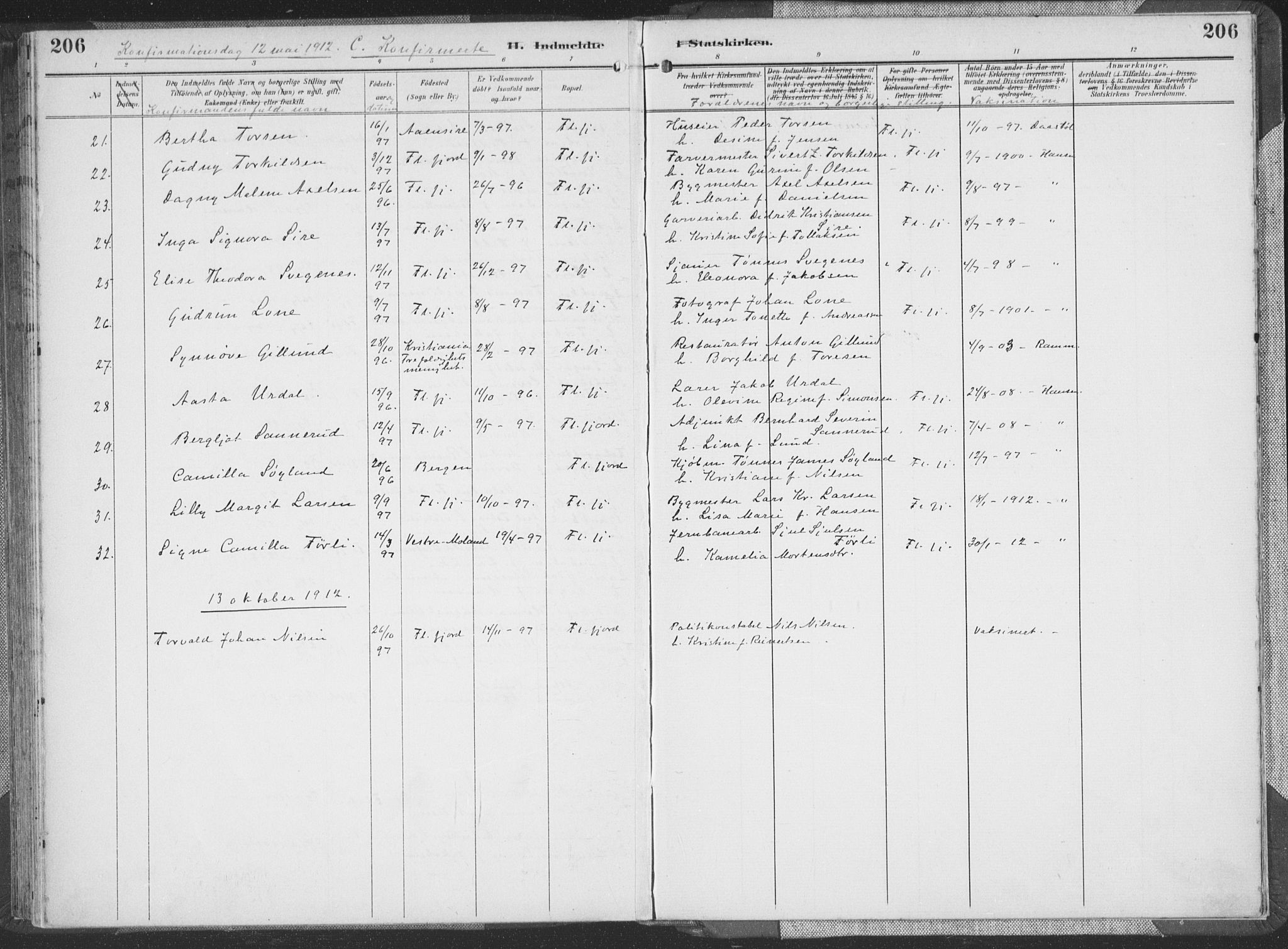 Flekkefjord sokneprestkontor, AV/SAK-1111-0012/F/Fa/Faa/L0002: Parish register (official) no. A 2, 1900-1912, p. 206