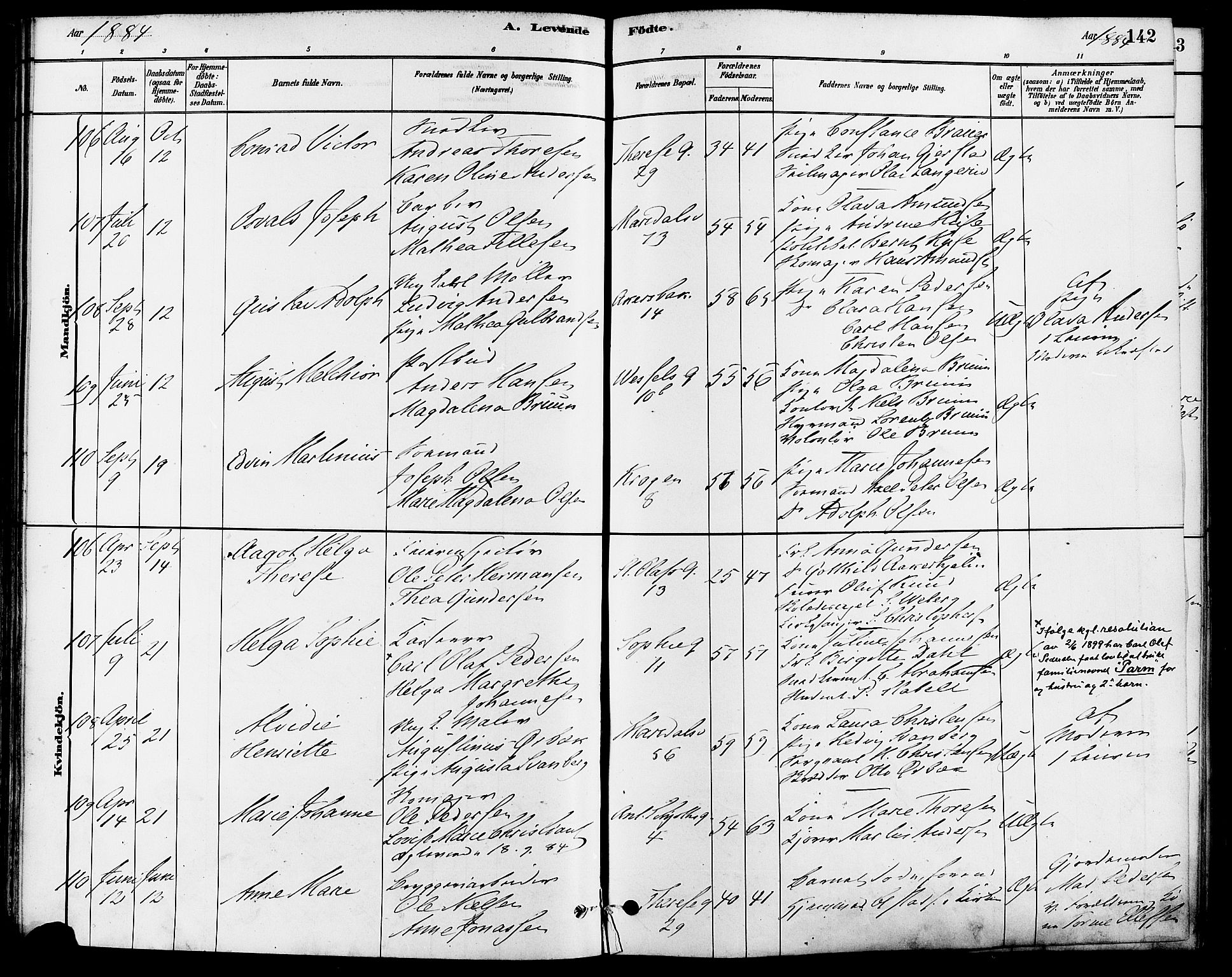 Gamle Aker prestekontor Kirkebøker, AV/SAO-A-10617a/F/L0006: Parish register (official) no. 6, 1880-1887, p. 142