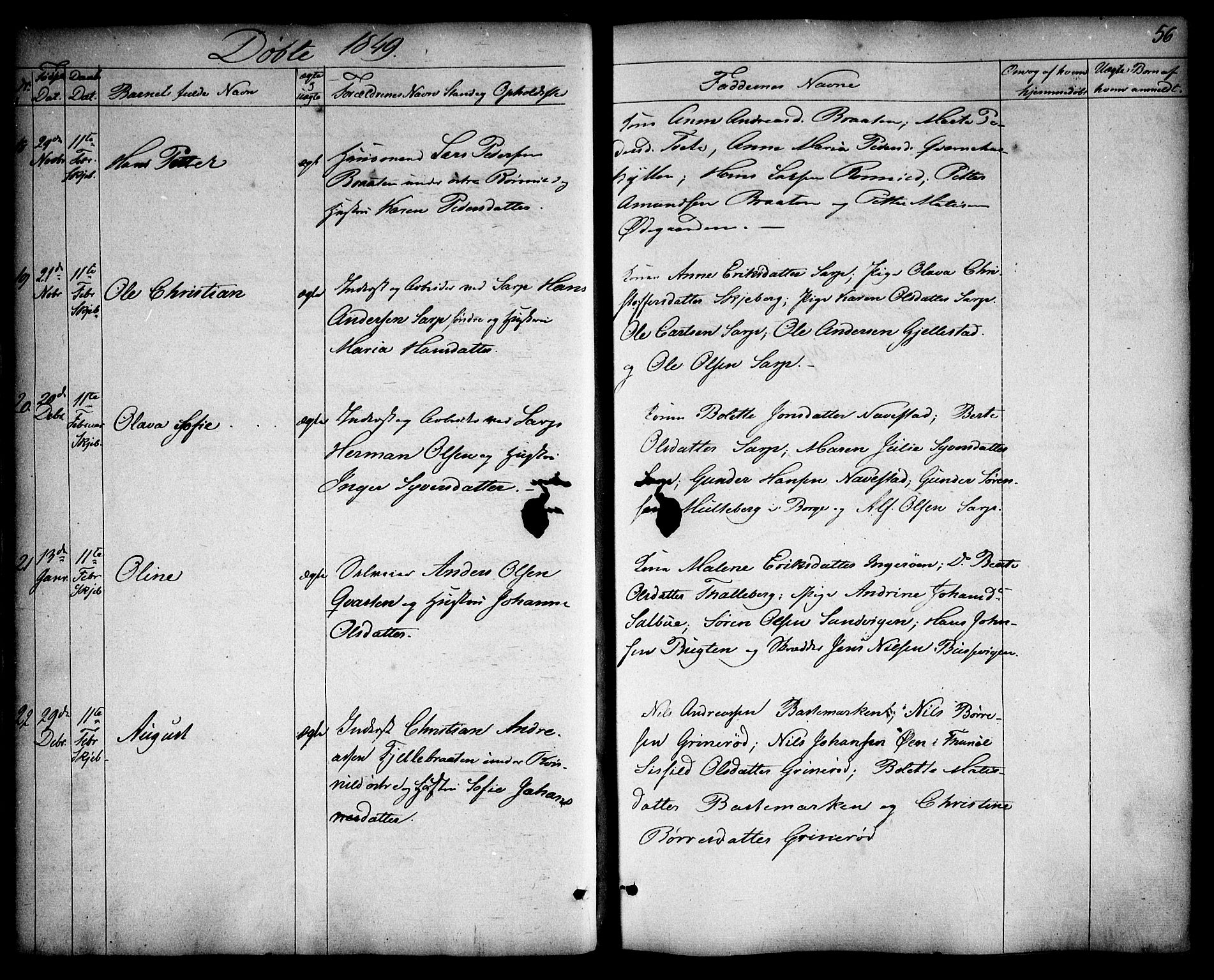 Skjeberg prestekontor Kirkebøker, SAO/A-10923/F/Fa/L0006: Parish register (official) no. I 6, 1846-1858, p. 56