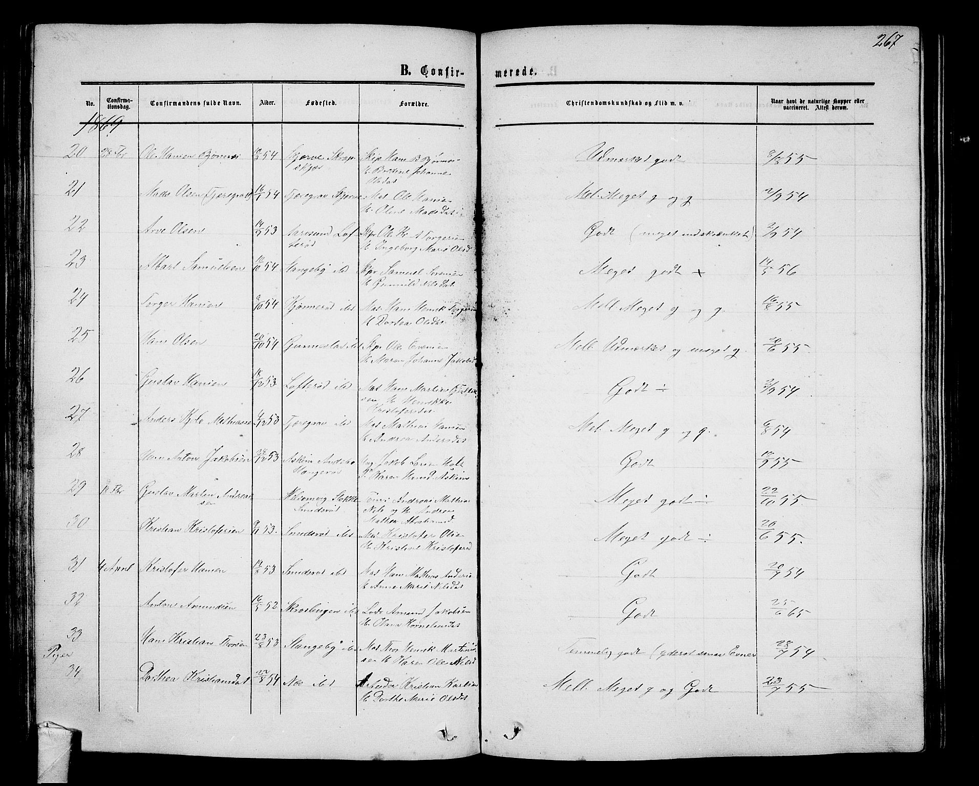 Nøtterøy kirkebøker, AV/SAKO-A-354/G/Ga/L0002: Parish register (copy) no. I 2, 1860-1877, p. 267