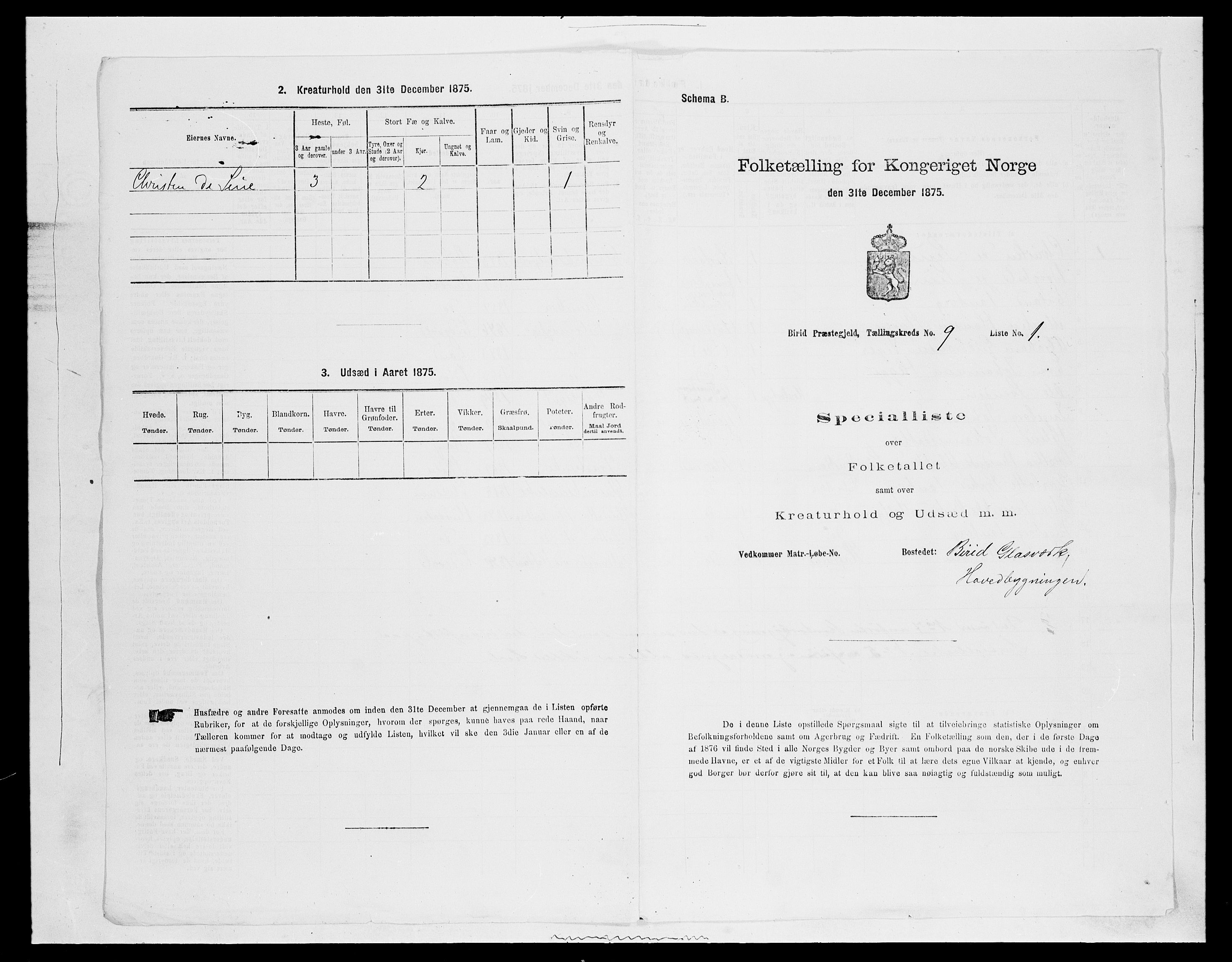 SAH, 1875 census for 0525P Biri, 1875, p. 1716