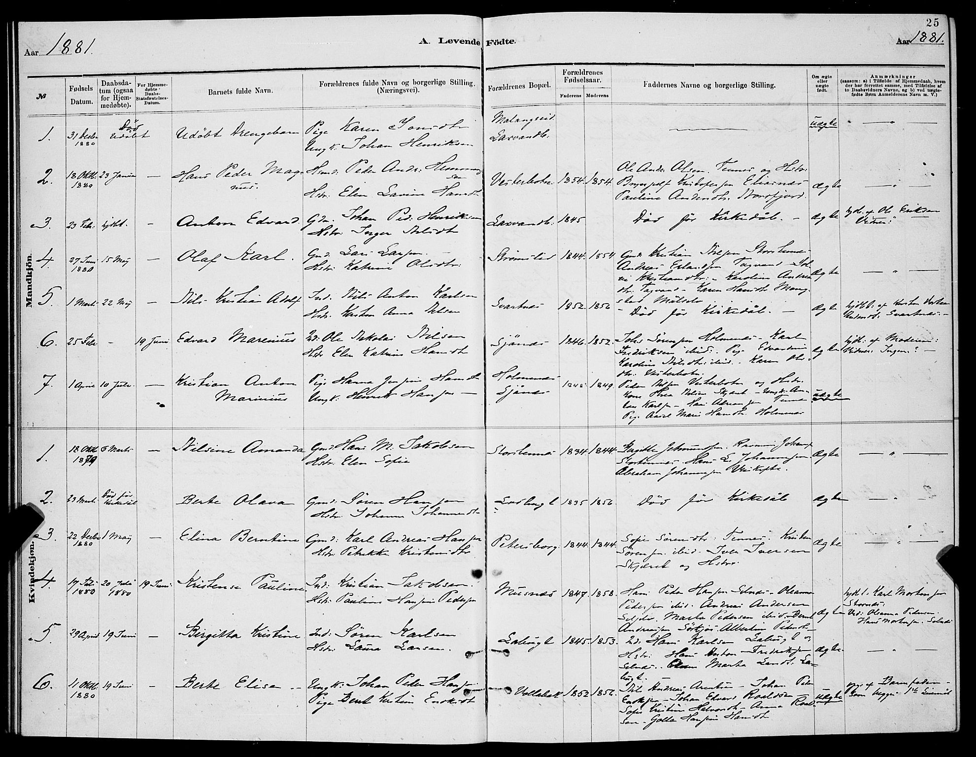 Balsfjord sokneprestembete, SATØ/S-1303/G/Ga/L0007klokker: Parish register (copy) no. 7, 1878-1889, p. 25