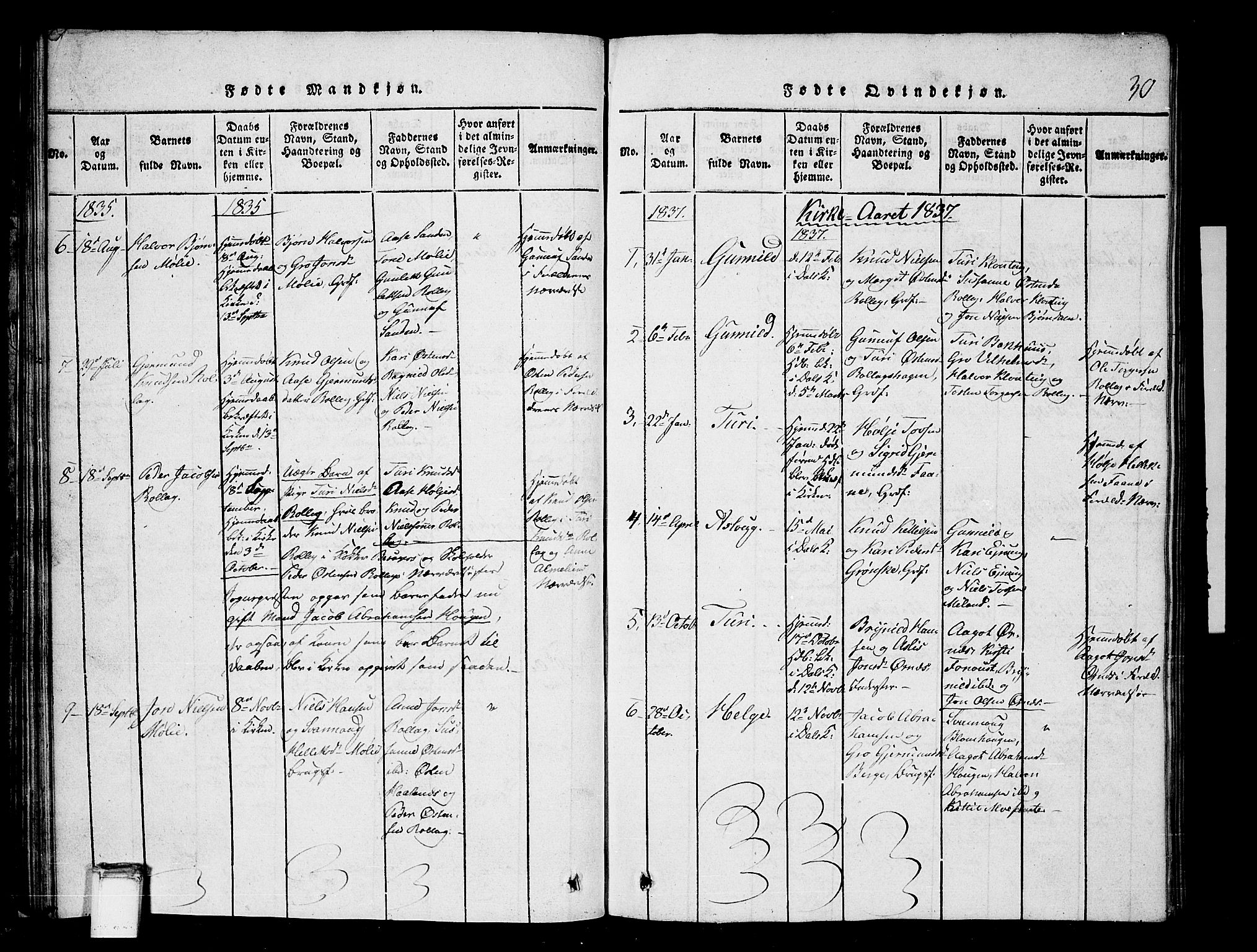 Tinn kirkebøker, AV/SAKO-A-308/G/Gb/L0001: Parish register (copy) no. II 1 /1, 1815-1850, p. 30