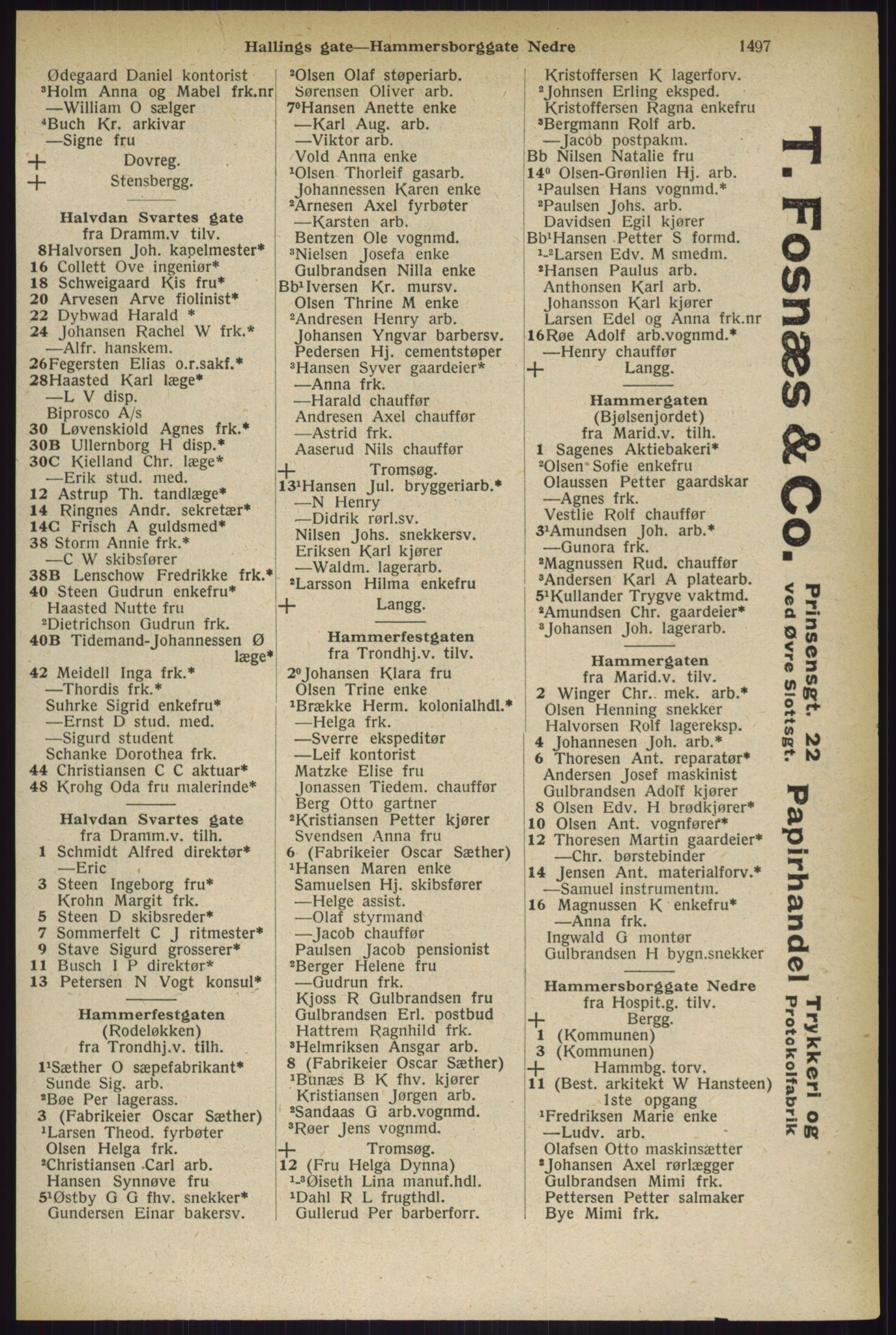 Kristiania/Oslo adressebok, PUBL/-, 1927, p. 1497