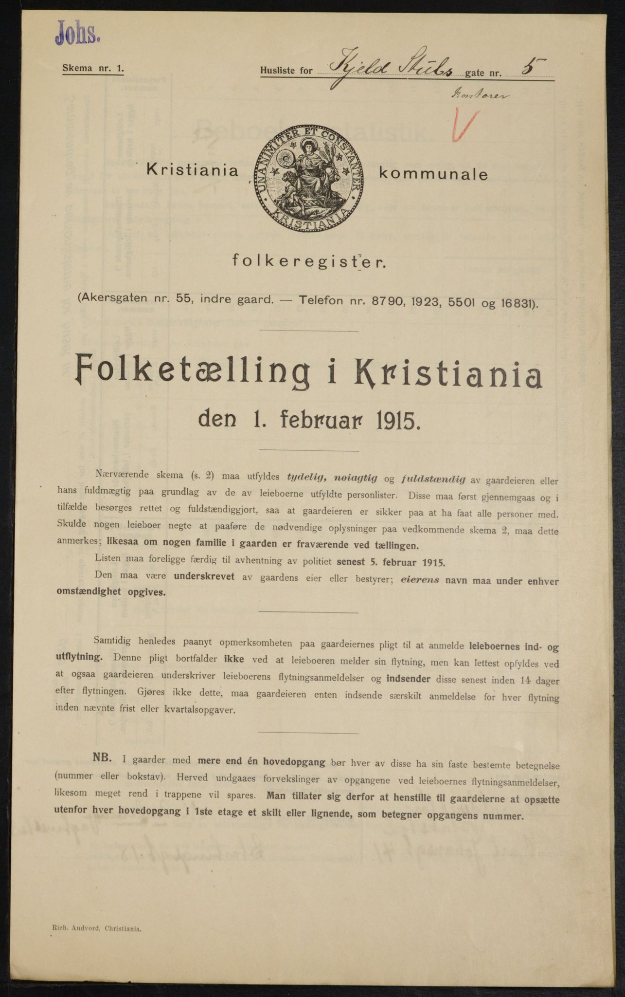 OBA, Municipal Census 1915 for Kristiania, 1915, p. 51026