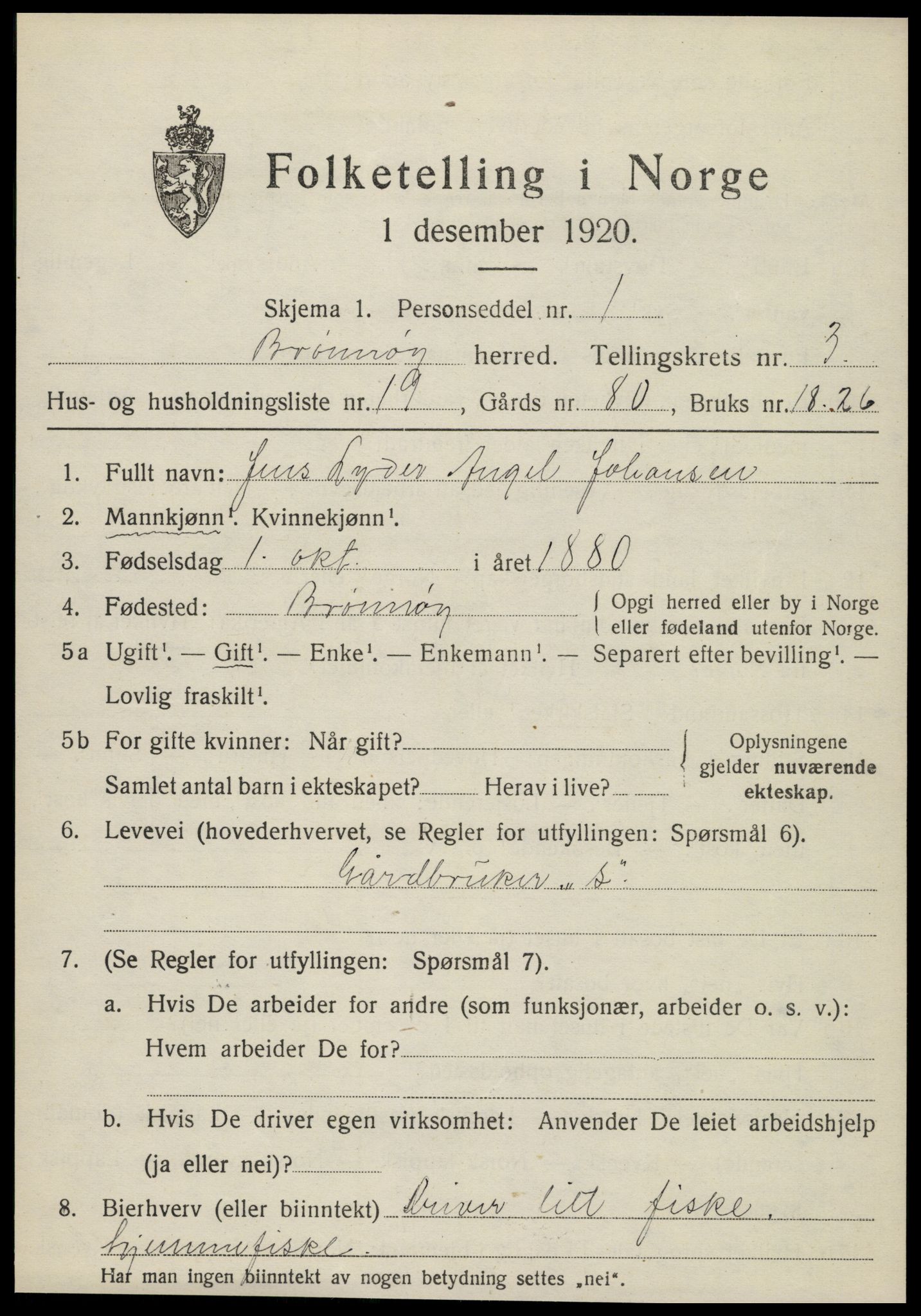 SAT, 1920 census for Brønnøy, 1920, p. 2750