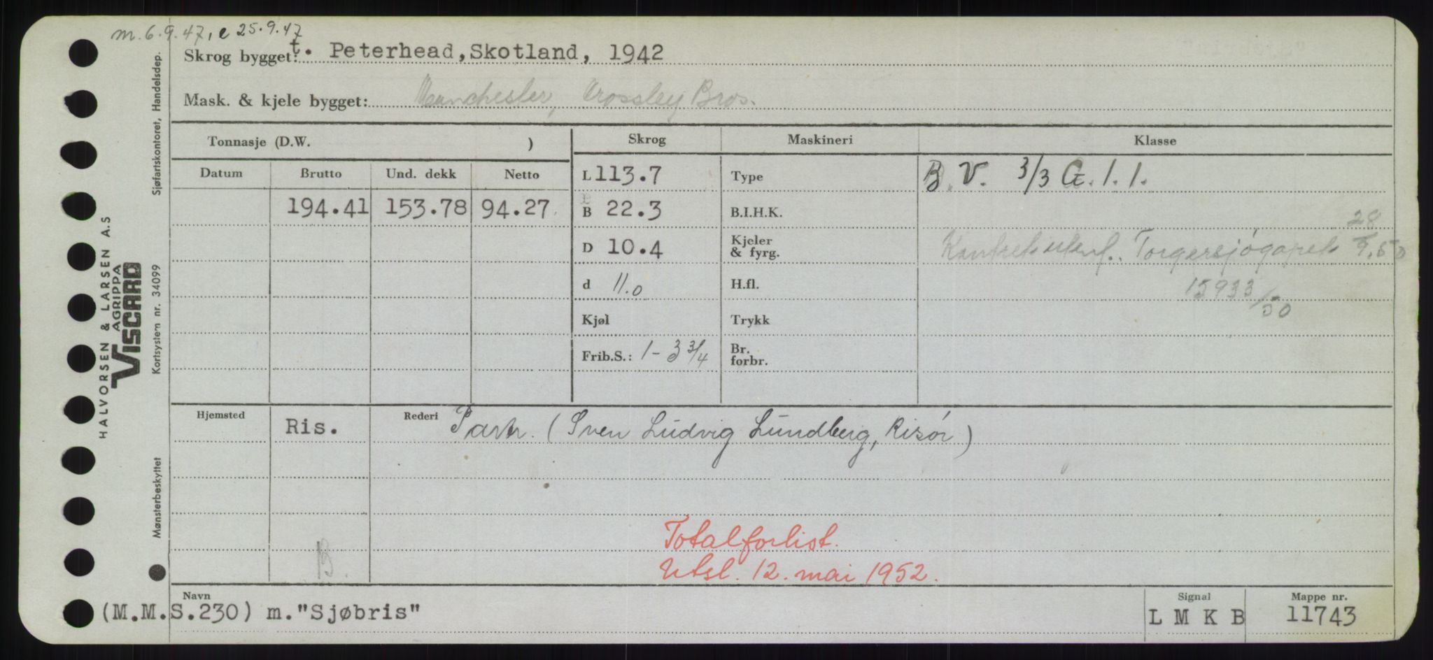 Sjøfartsdirektoratet med forløpere, Skipsmålingen, RA/S-1627/H/Hd/L0033: Fartøy, Sevi-Sjø, p. 353