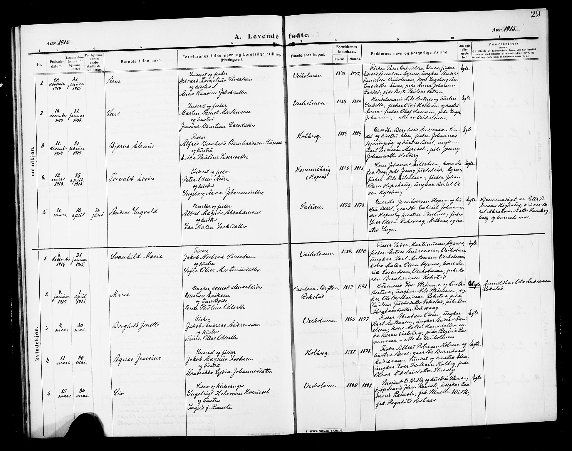 Ministerialprotokoller, klokkerbøker og fødselsregistre - Møre og Romsdal, SAT/A-1454/583/L0956: Parish register (copy) no. 583C01, 1909-1925, p. 29