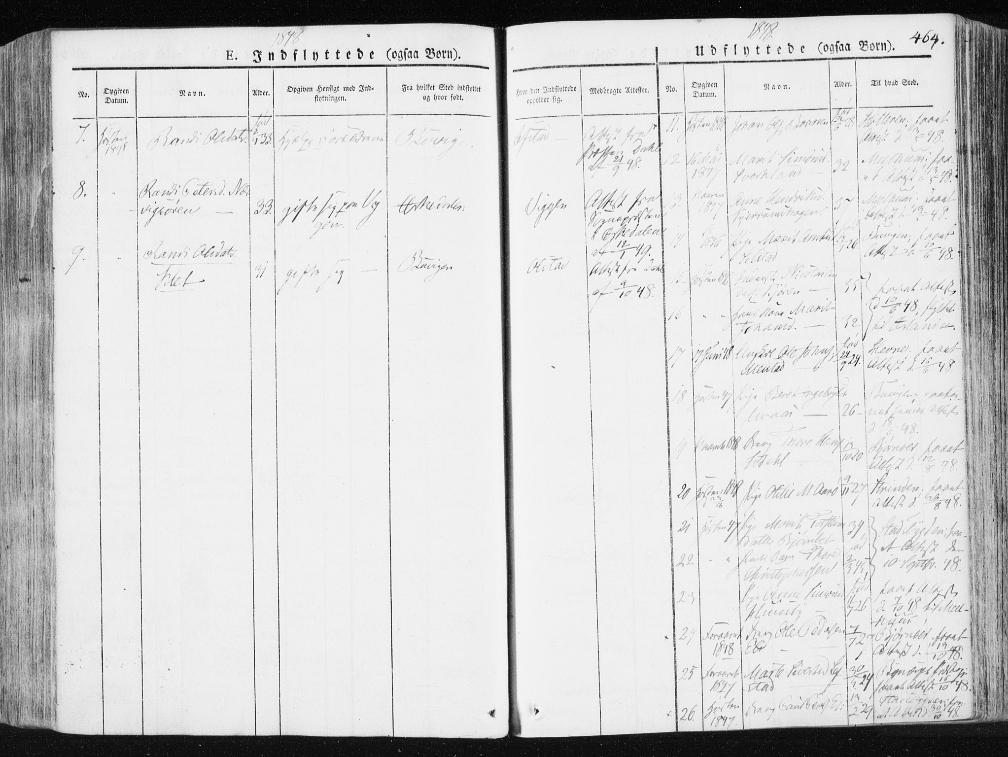 Ministerialprotokoller, klokkerbøker og fødselsregistre - Sør-Trøndelag, SAT/A-1456/665/L0771: Parish register (official) no. 665A06, 1830-1856, p. 464