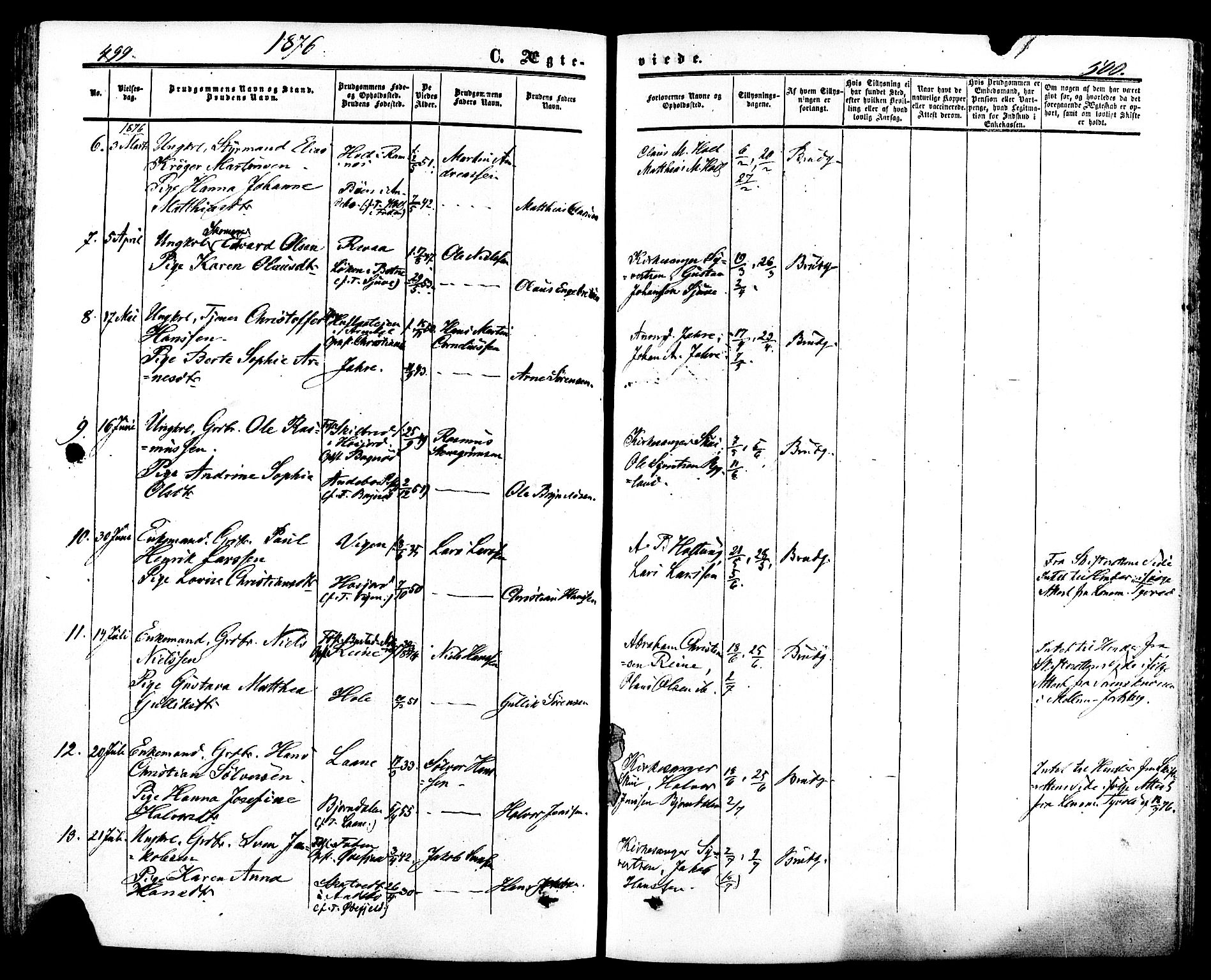 Ramnes kirkebøker, AV/SAKO-A-314/F/Fa/L0006: Parish register (official) no. I 6, 1862-1877, p. 499-500