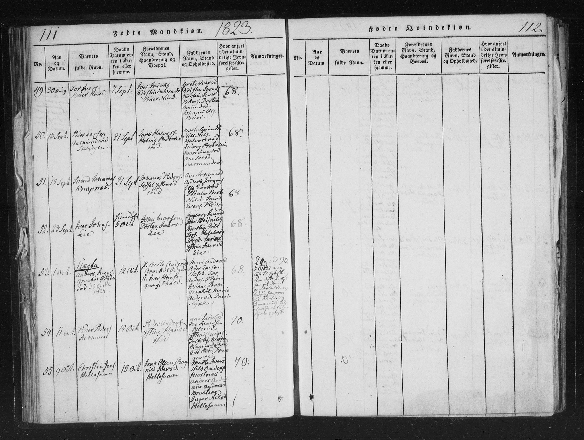 Aremark prestekontor Kirkebøker, AV/SAO-A-10899/F/Fc/L0001: Parish register (official) no. III 1, 1814-1834, p. 111-112