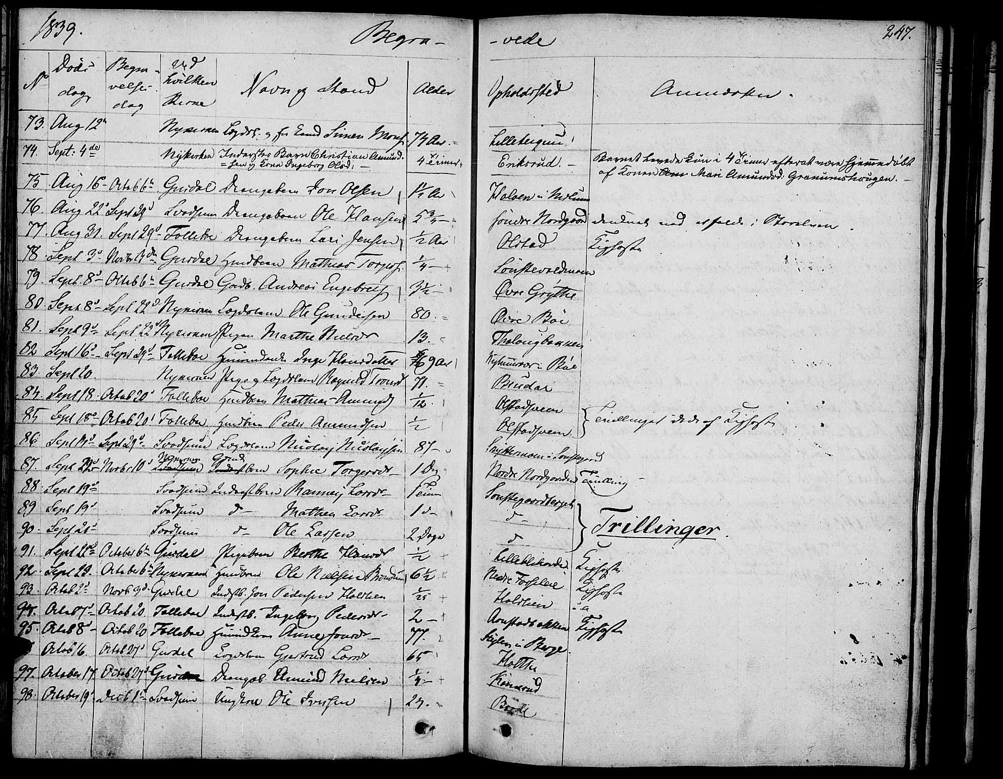 Gausdal prestekontor, AV/SAH-PREST-090/H/Ha/Haa/L0006: Parish register (official) no. 6, 1830-1839, p. 247