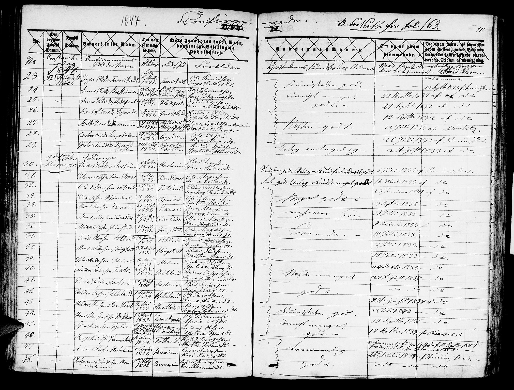 Hosanger sokneprestembete, SAB/A-75801/H/Haa: Parish register (official) no. A 7, 1835-1848, p. 111