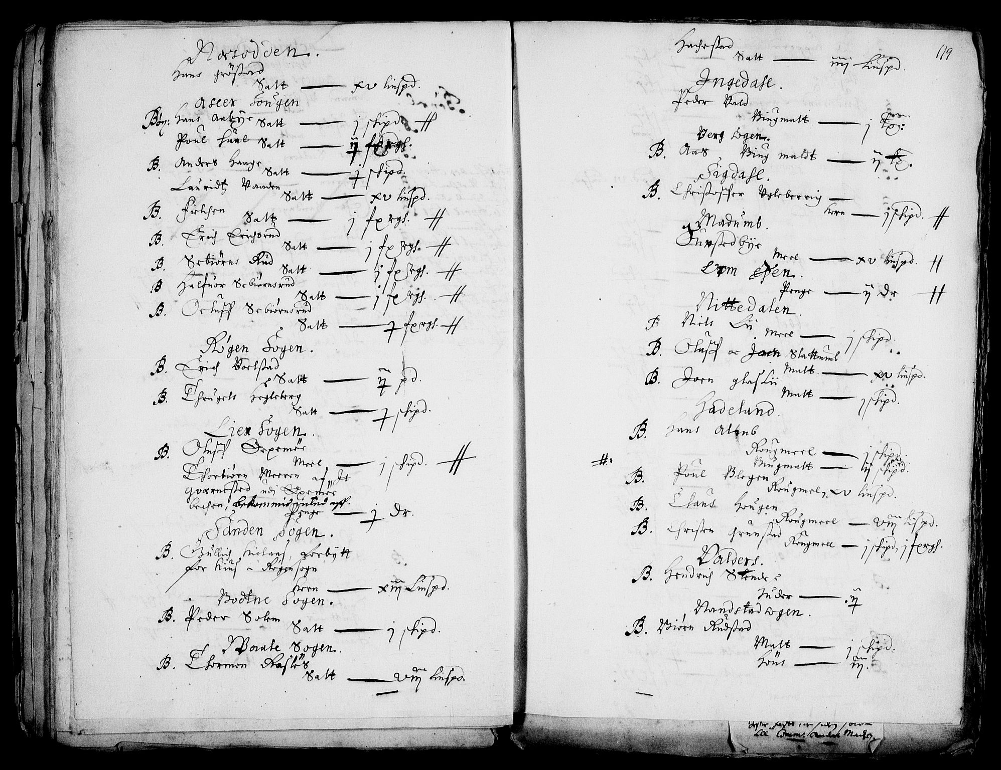 Rentekammeret inntil 1814, Realistisk ordnet avdeling, AV/RA-EA-4070/Fc/Fca/L0001/0003: [Ca I]  Akershus stift / Kristiania kapitels jordebok, 1662, p. 118-119