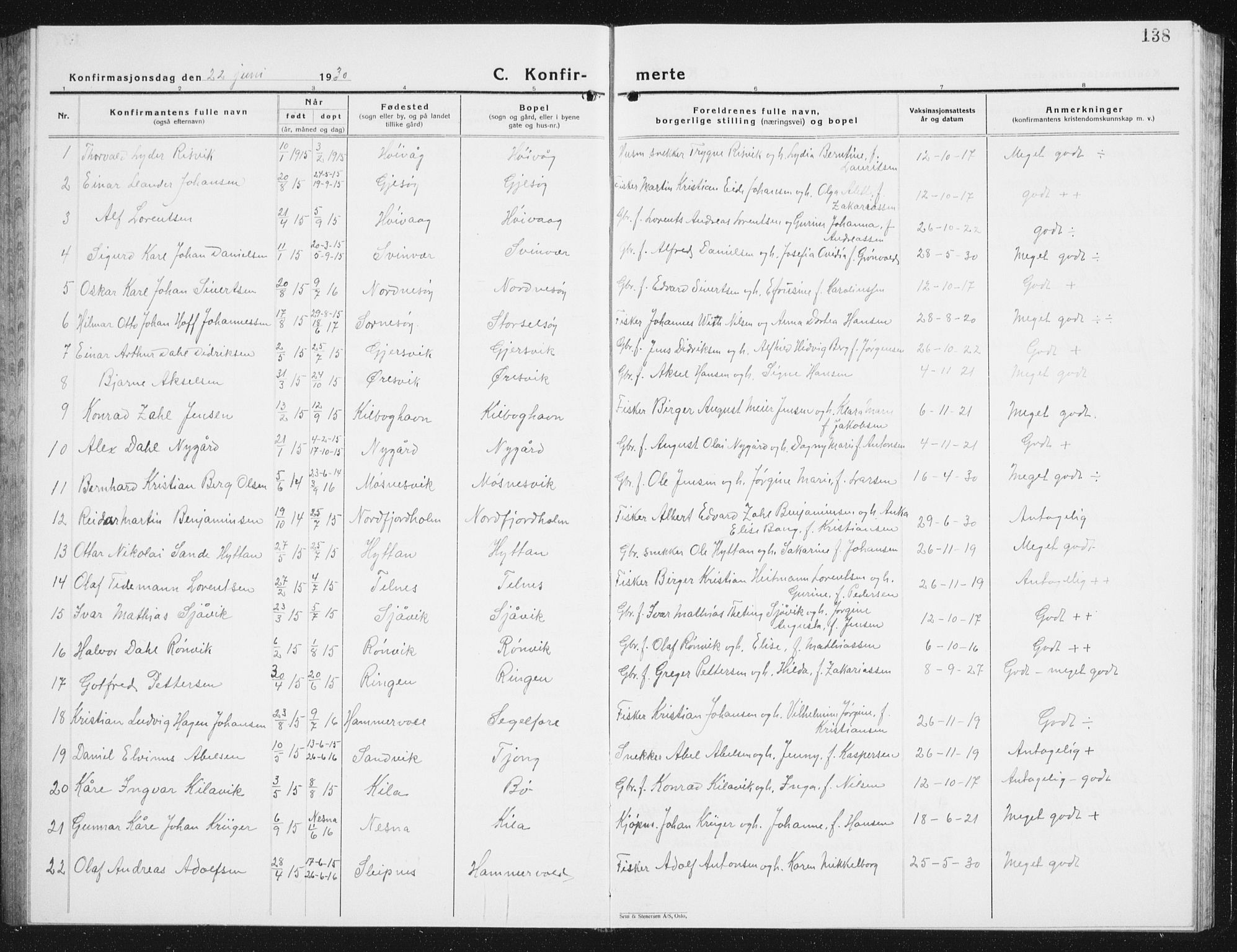 Ministerialprotokoller, klokkerbøker og fødselsregistre - Nordland, SAT/A-1459/841/L0622: Parish register (copy) no. 841C06, 1924-1942, p. 138