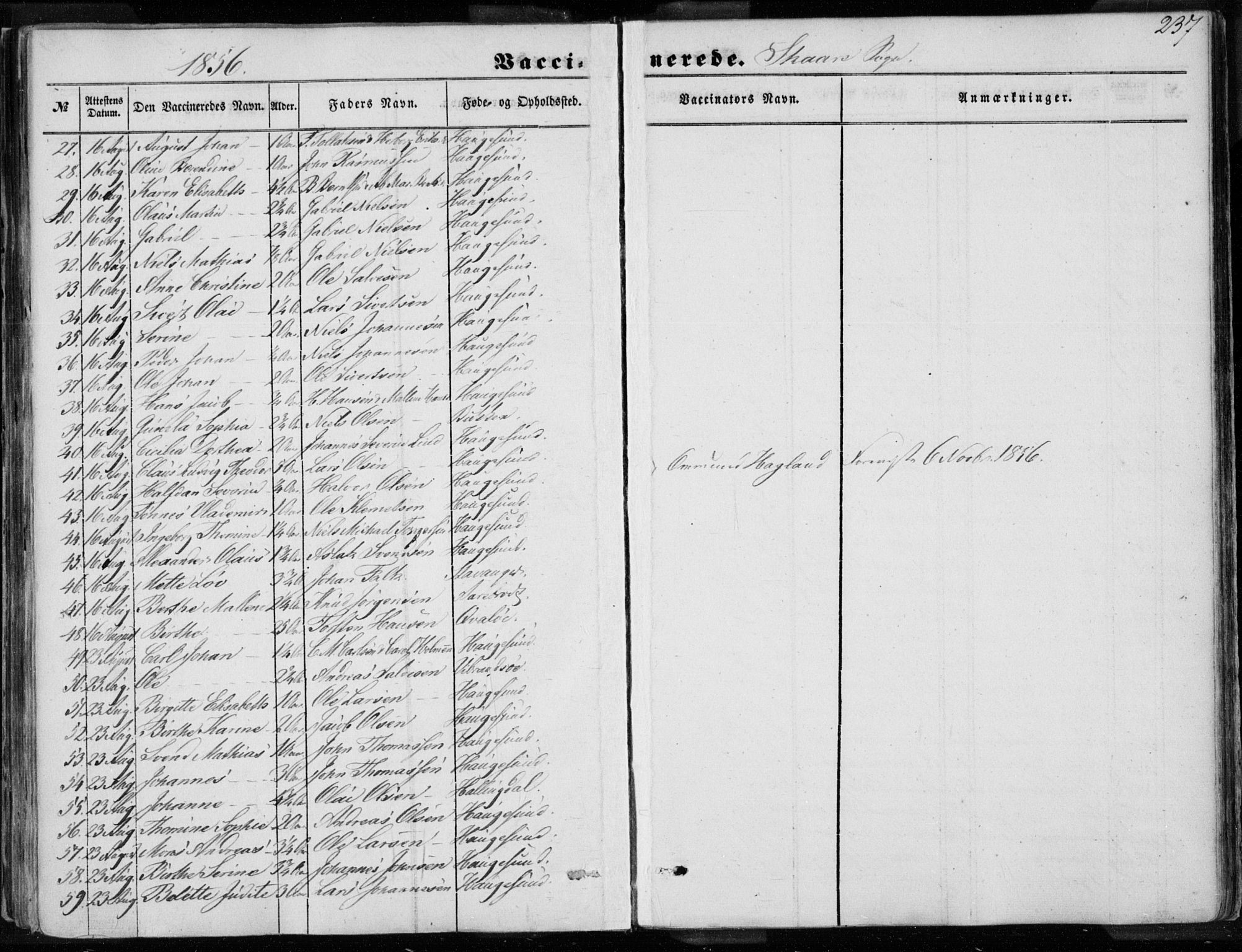 Torvastad sokneprestkontor, AV/SAST-A -101857/H/Ha/Haa/L0009: Parish register (official) no. A 9, 1847-1856, p. 237