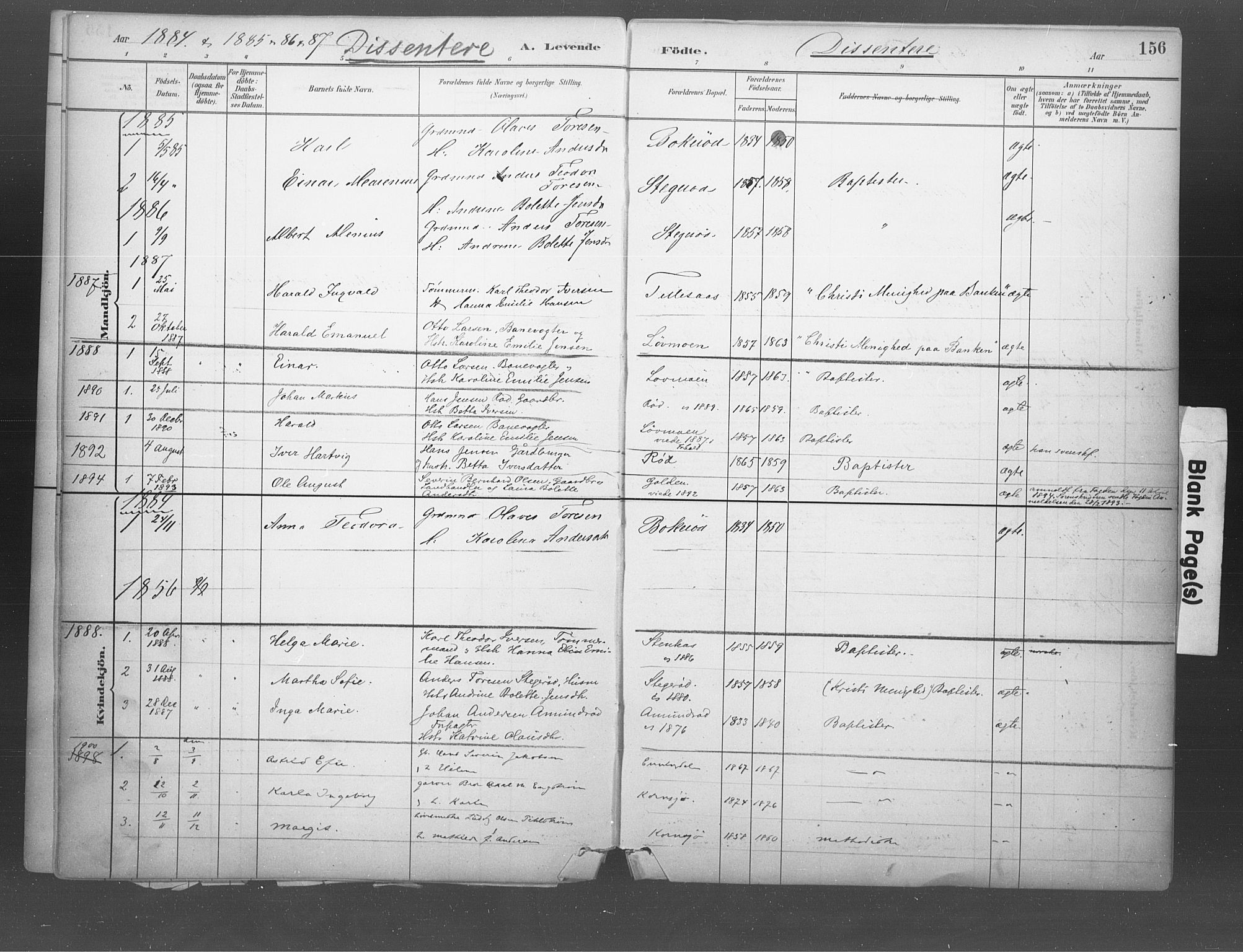 Idd prestekontor Kirkebøker, SAO/A-10911/F/Fb/L0002: Parish register (official) no. II 2, 1882-1923, p. 156