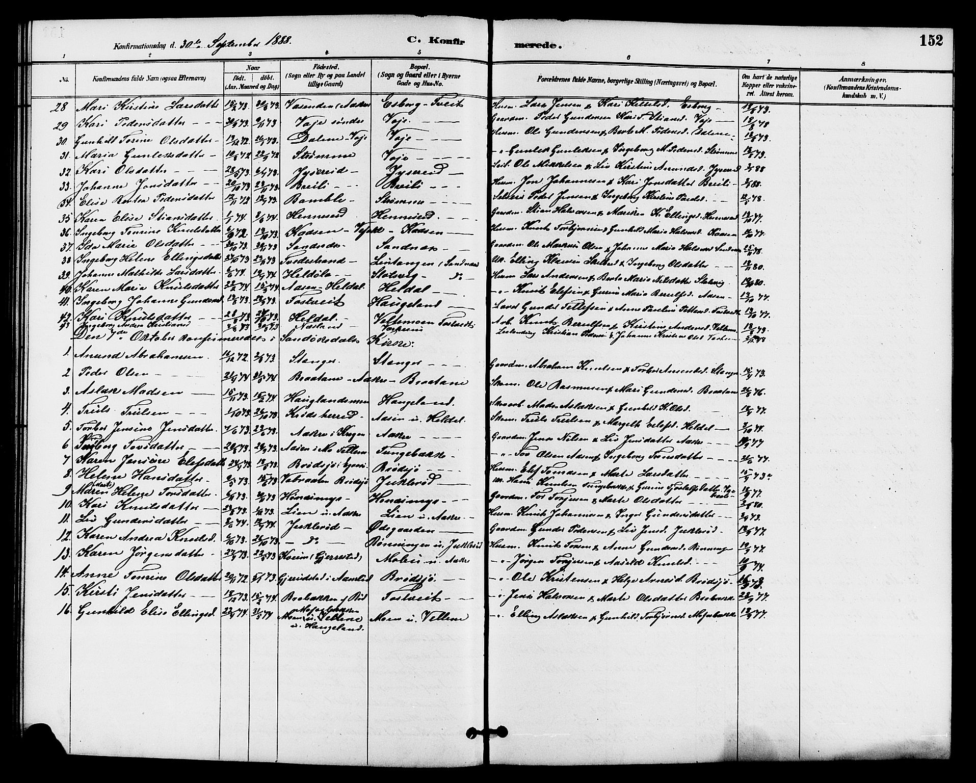 Drangedal kirkebøker, SAKO/A-258/G/Ga/L0003: Parish register (copy) no. I 3, 1887-1906, p. 152