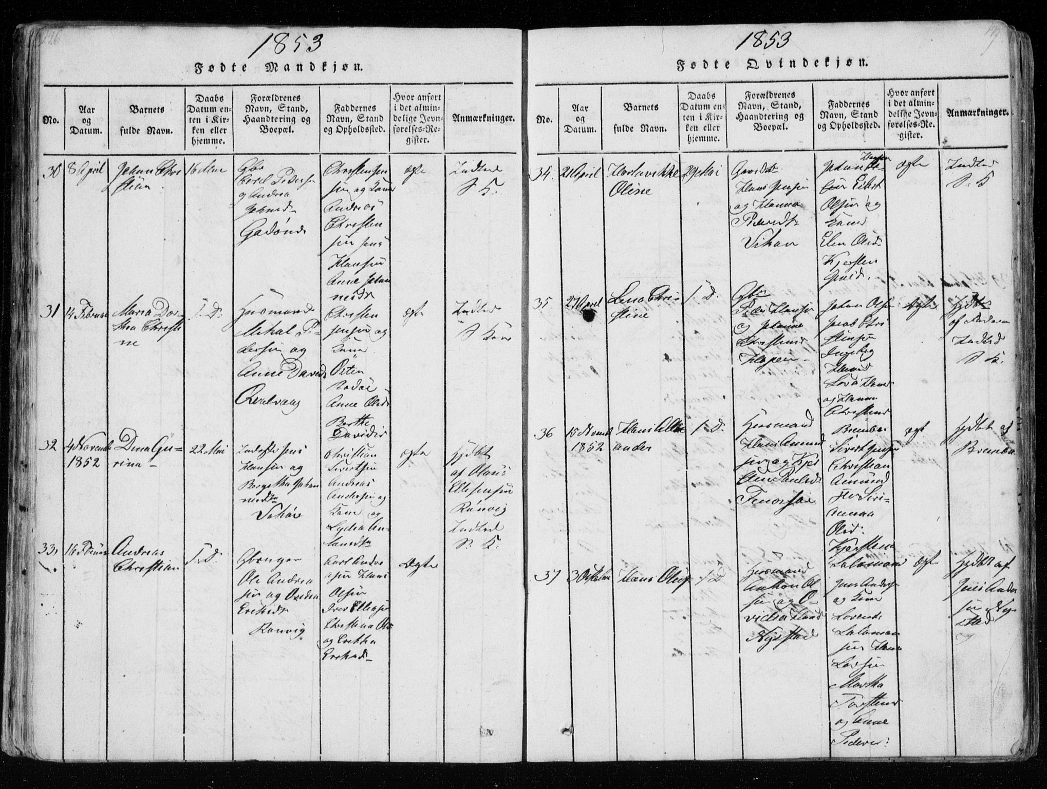 Ministerialprotokoller, klokkerbøker og fødselsregistre - Nordland, AV/SAT-A-1459/801/L0026: Parish register (copy) no. 801C01, 1820-1855, p. 146-147