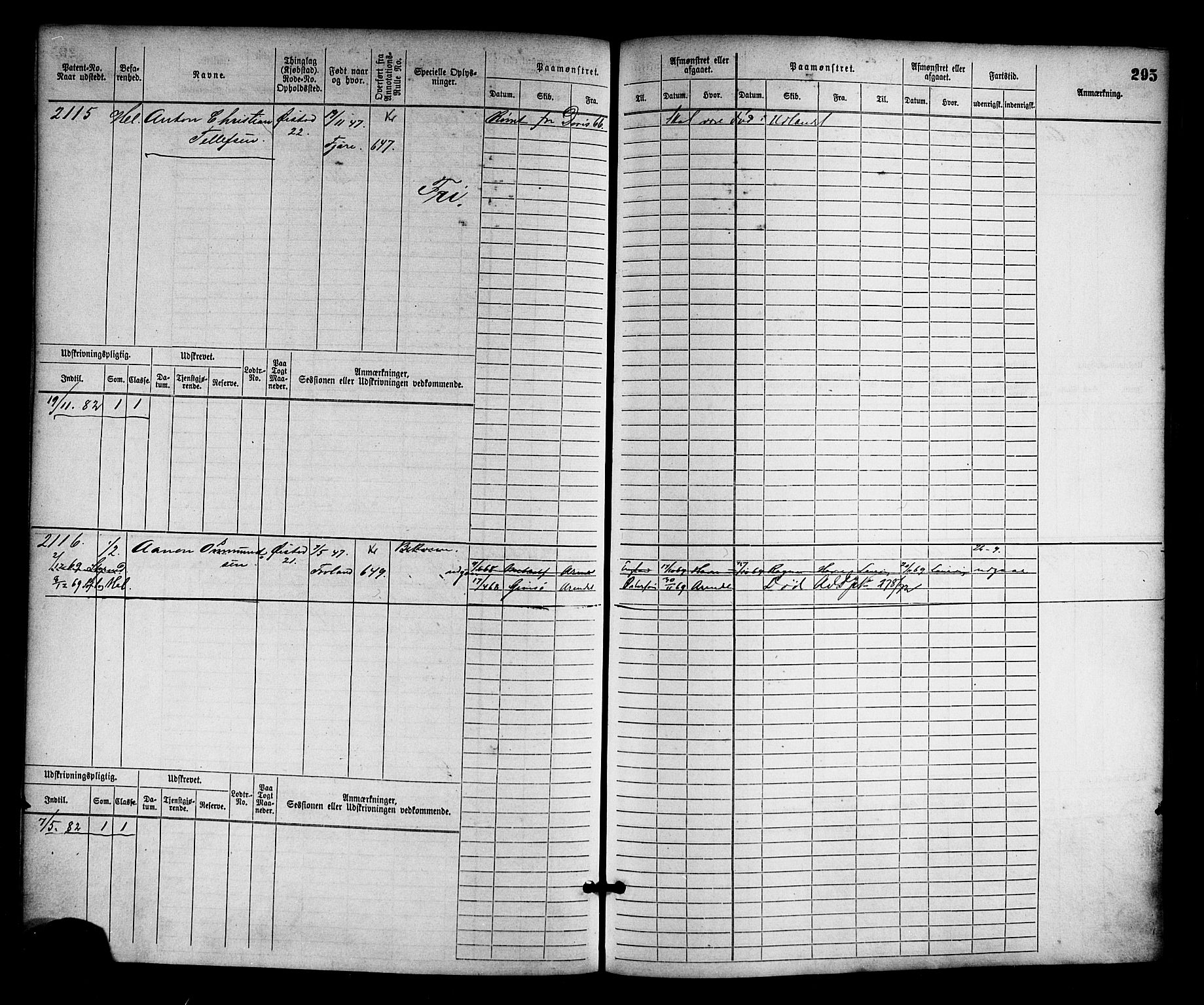 Arendal mønstringskrets, AV/SAK-2031-0012/F/Fb/L0012: Hovedrulle nr 1529-2290, S-10, 1868-1885, p. 305