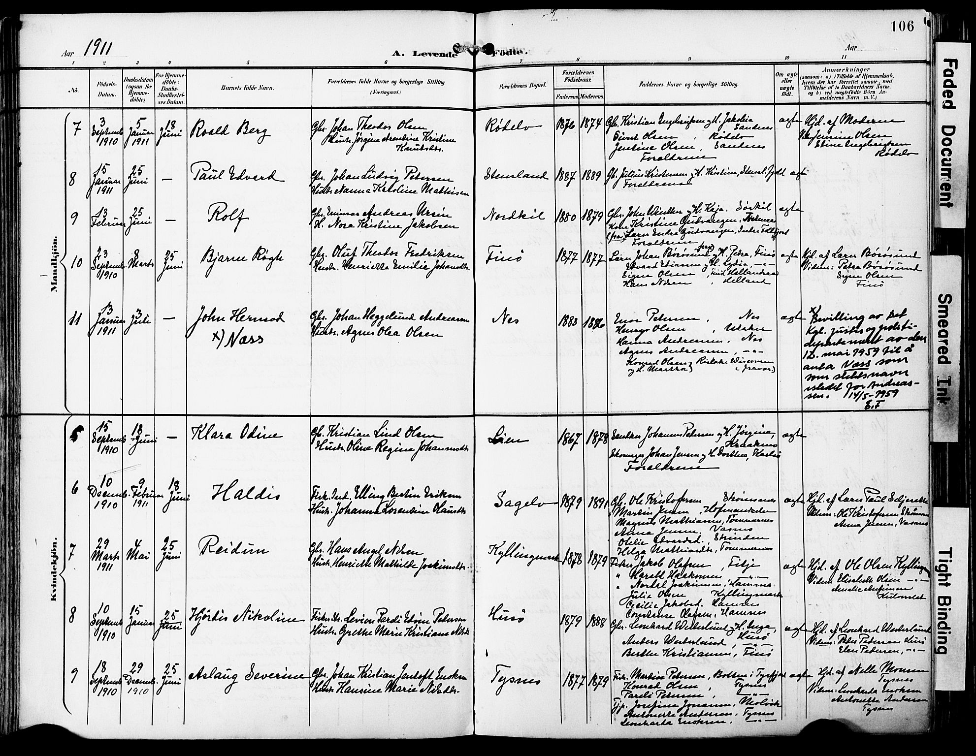 Ministerialprotokoller, klokkerbøker og fødselsregistre - Nordland, AV/SAT-A-1459/859/L0848: Parish register (official) no. 859A08, 1900-1912, p. 106