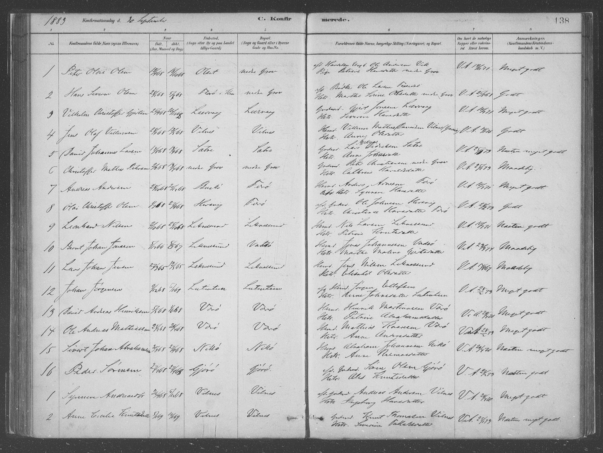 Askvoll sokneprestembete, SAB/A-79501/H/Haa/Haac/L0001: Parish register (official) no. C  1, 1879-1922, p. 138