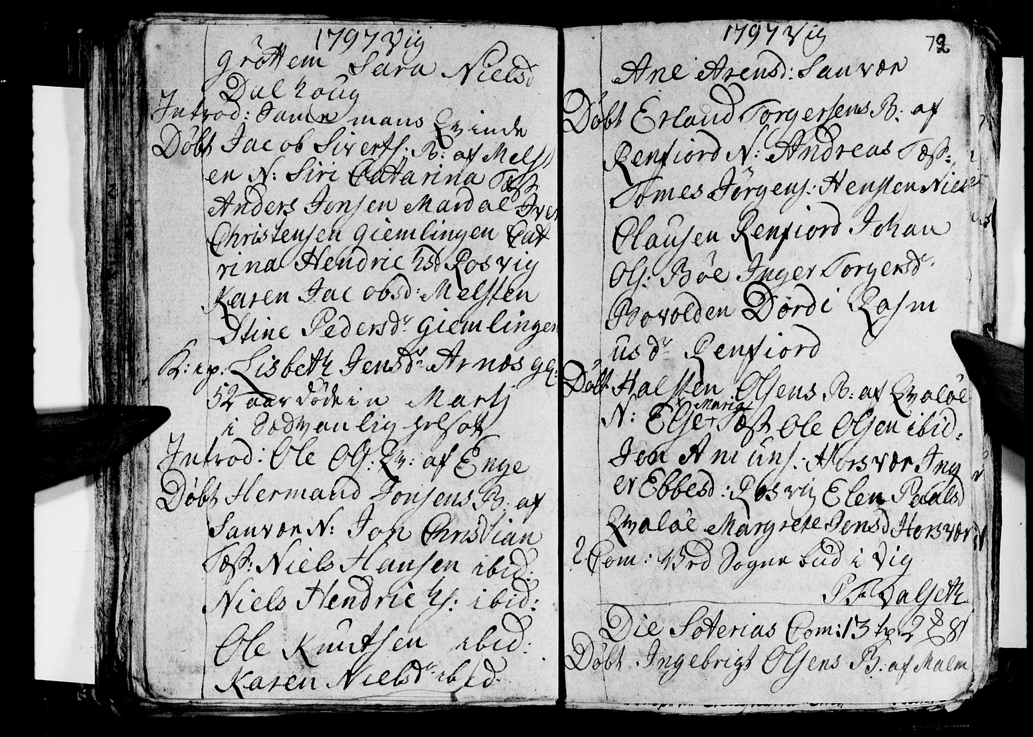 Ministerialprotokoller, klokkerbøker og fødselsregistre - Nordland, AV/SAT-A-1459/812/L0184: Parish register (copy) no. 812C02, 1793-1809, p. 72