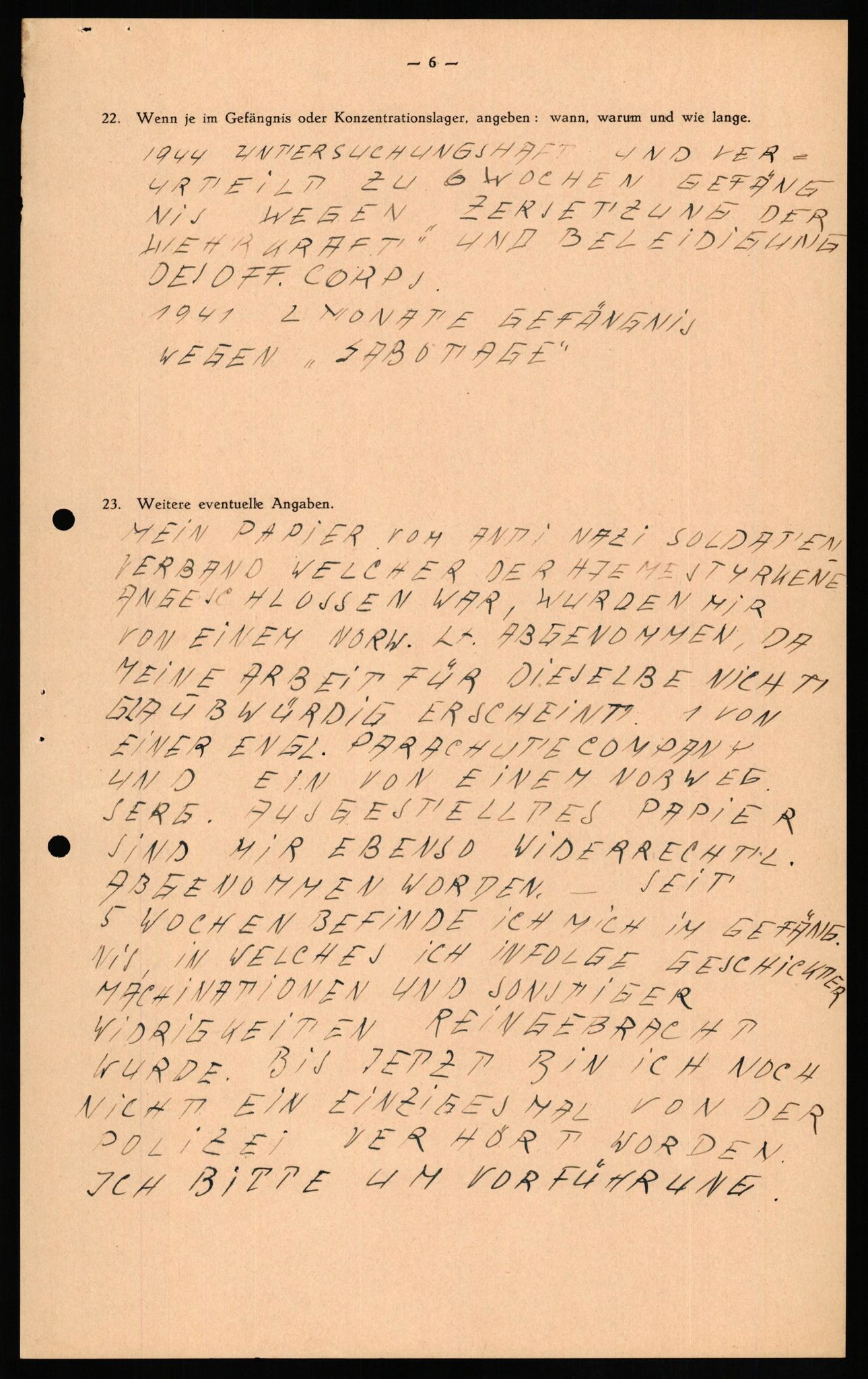 Forsvaret, Forsvarets overkommando II, AV/RA-RAFA-3915/D/Db/L0019: CI Questionaires. Tyske okkupasjonsstyrker i Norge. Tyskere., 1945-1946, p. 354