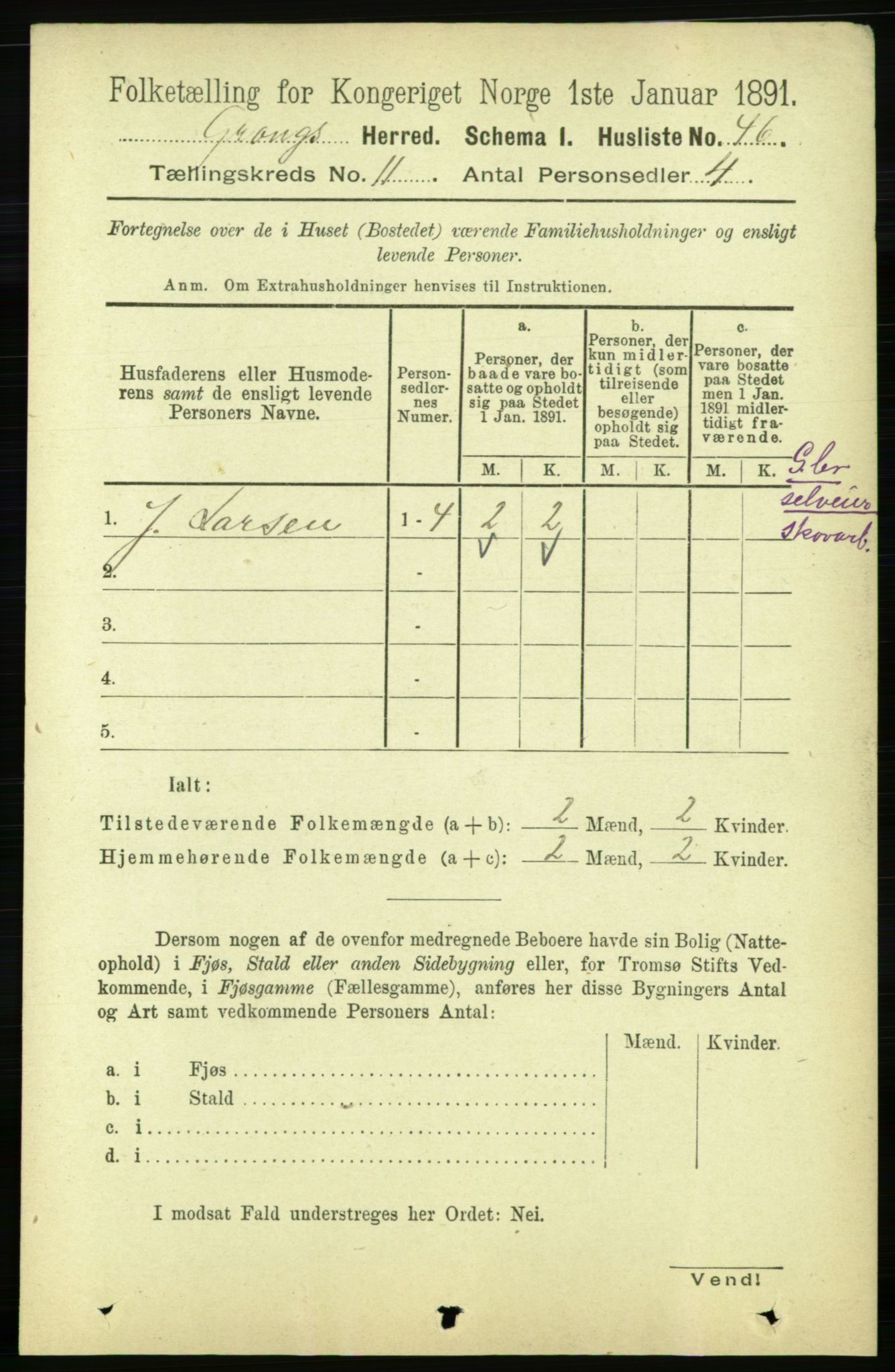 RA, 1891 census for 1742 Grong, 1891, p. 4076