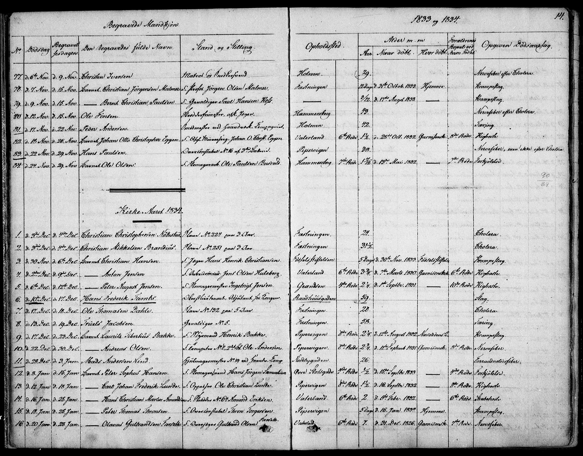 Garnisonsmenigheten Kirkebøker, SAO/A-10846/F/Fa/L0007: Parish register (official) no. 7, 1828-1881, p. 14