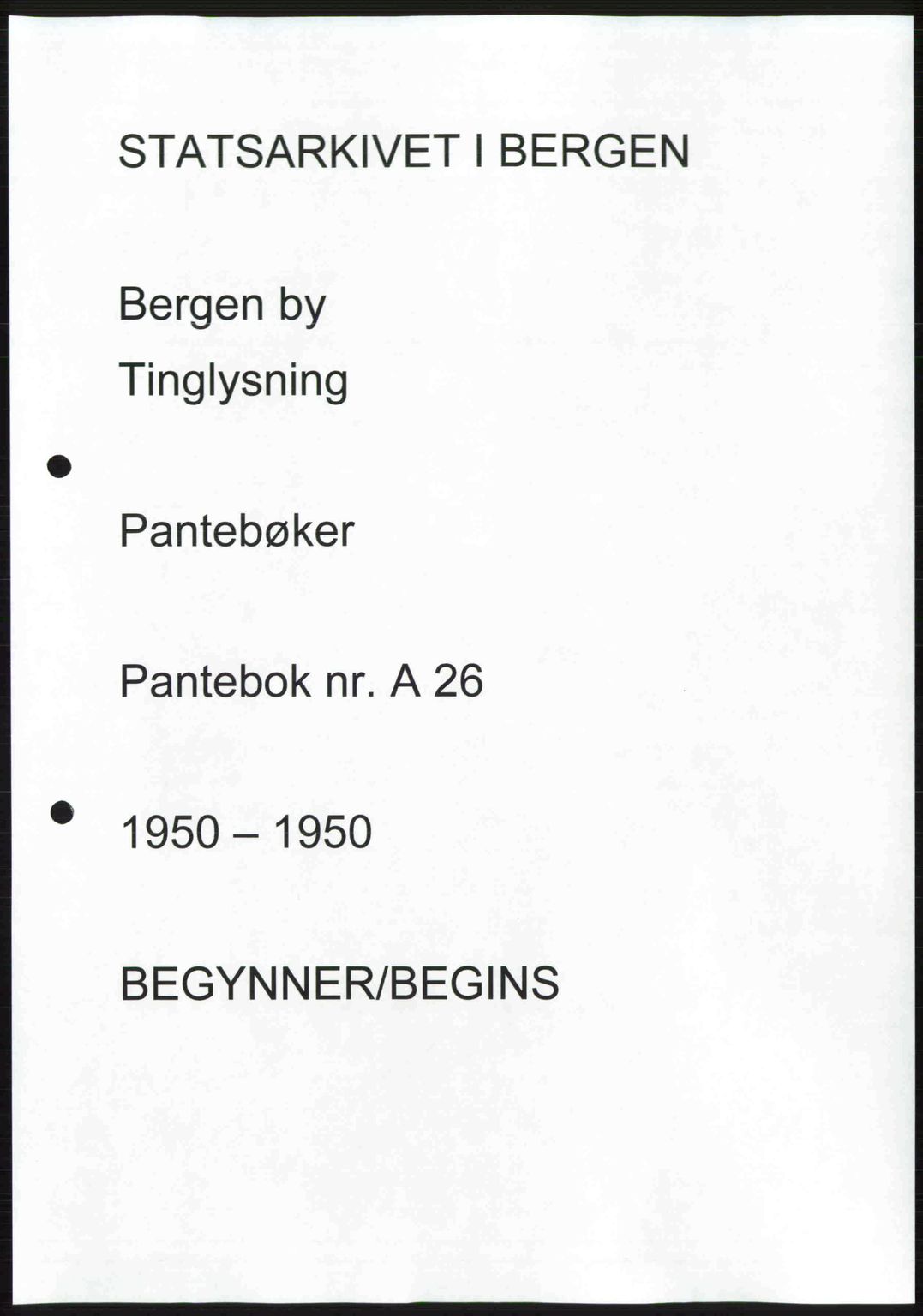 Byfogd og Byskriver i Bergen, AV/SAB-A-3401/03/03Bc/L0032: Mortgage book no. A26, 1950-1950