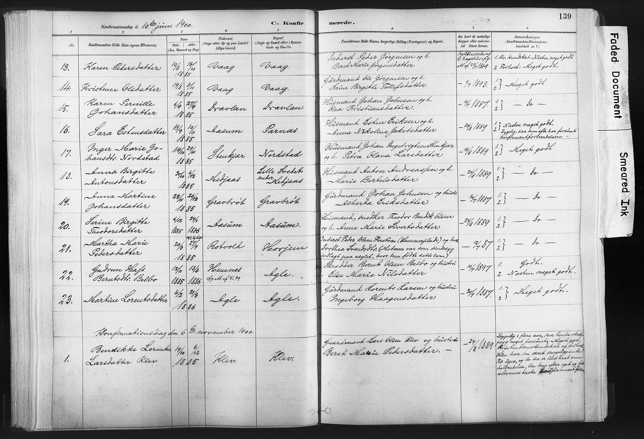 Ministerialprotokoller, klokkerbøker og fødselsregistre - Nord-Trøndelag, AV/SAT-A-1458/749/L0474: Parish register (official) no. 749A08, 1887-1903, p. 139