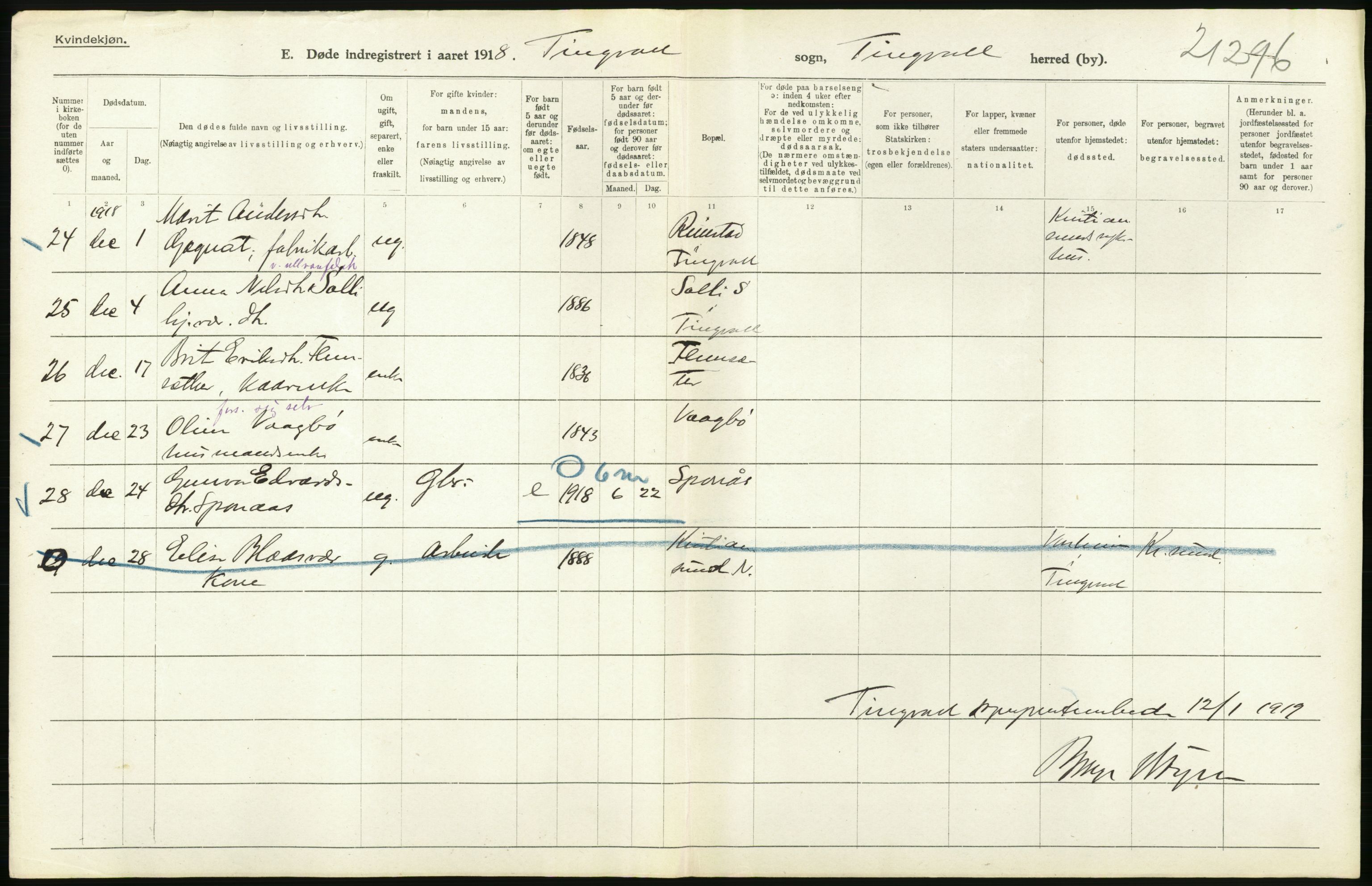 Statistisk sentralbyrå, Sosiodemografiske emner, Befolkning, RA/S-2228/D/Df/Dfb/Dfbh/L0045: Møre fylke: Døde. Bygder og byer., 1918, p. 232