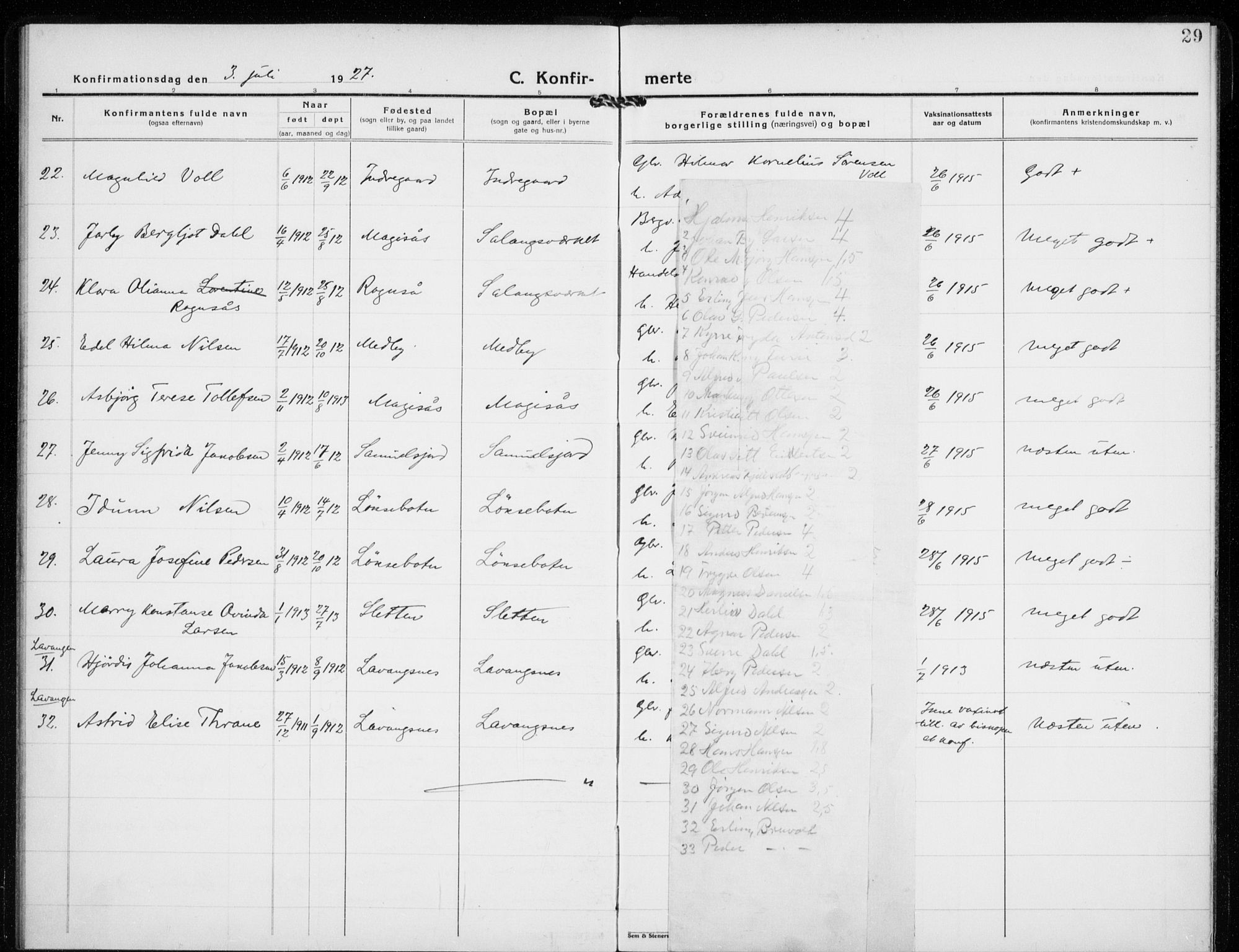 Salangen sokneprestembete, AV/SATØ-S-1324/H/Ha/L0003kirke: Parish register (official) no. 3, 1923-1927, p. 29