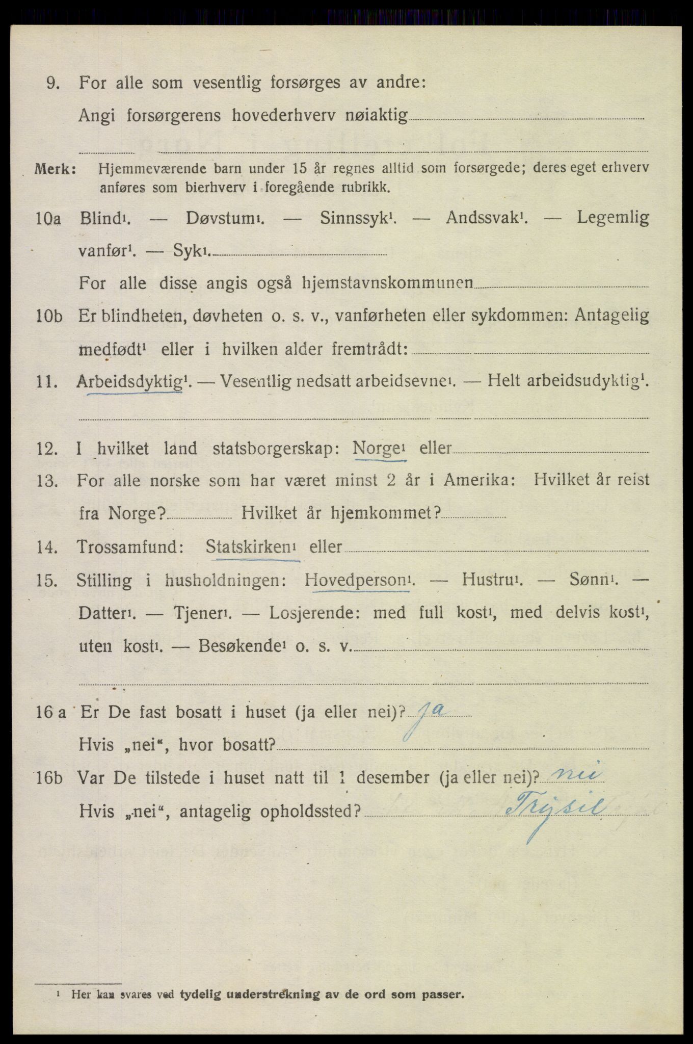 SAH, 1920 census for Trysil, 1920, p. 12744