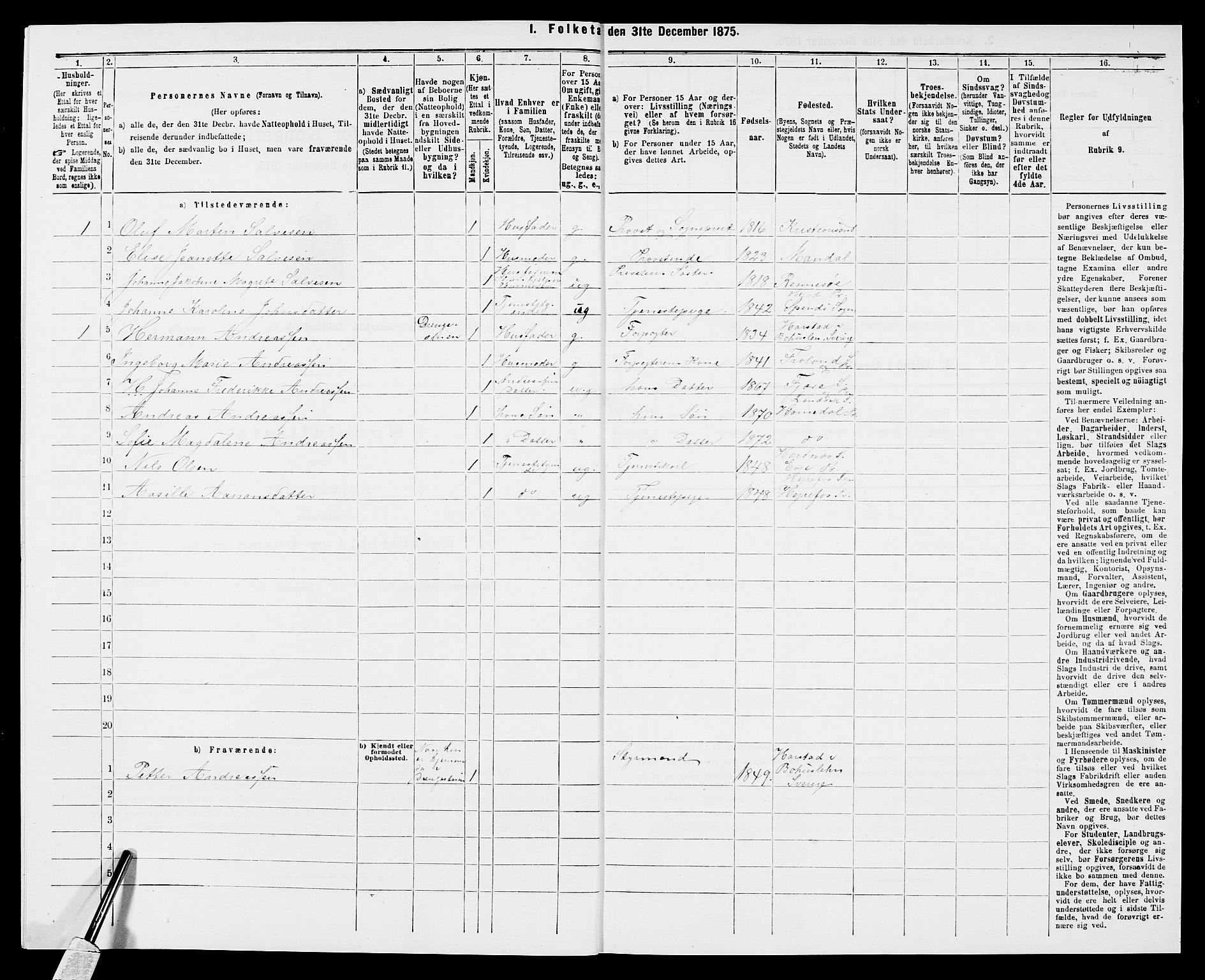 SAK, 1875 census for 0924P Homedal, 1875, p. 532