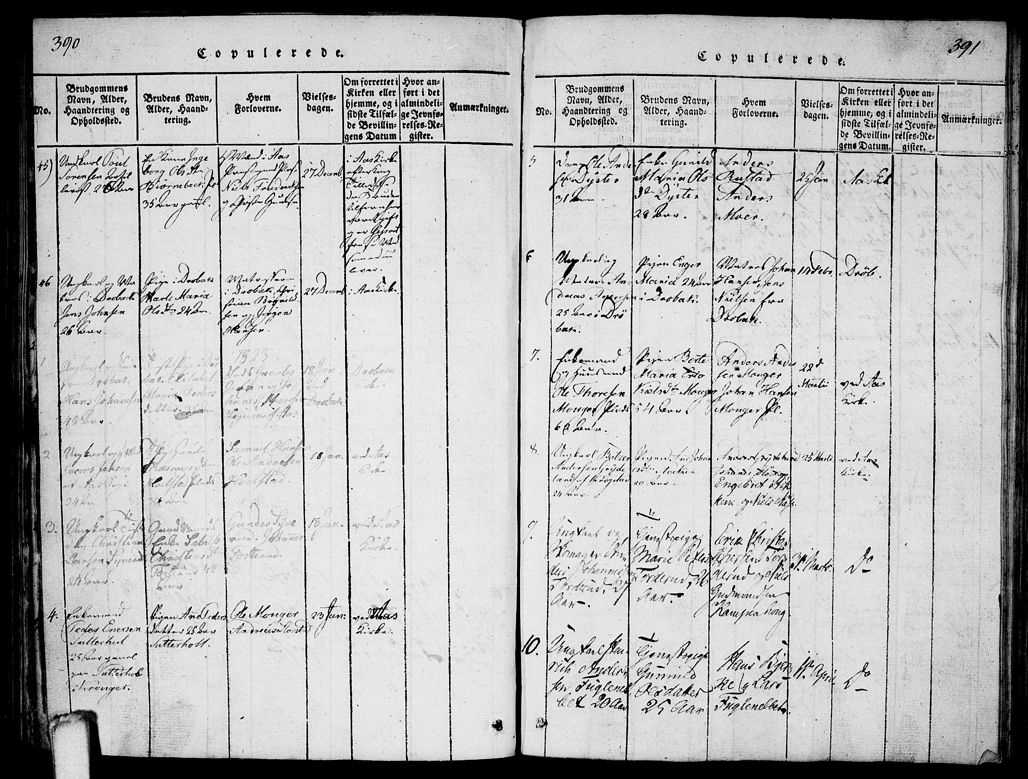 Ås prestekontor Kirkebøker, AV/SAO-A-10894/F/Fa/L0004: Parish register (official) no. I 4, 1818-1826, p. 390-391