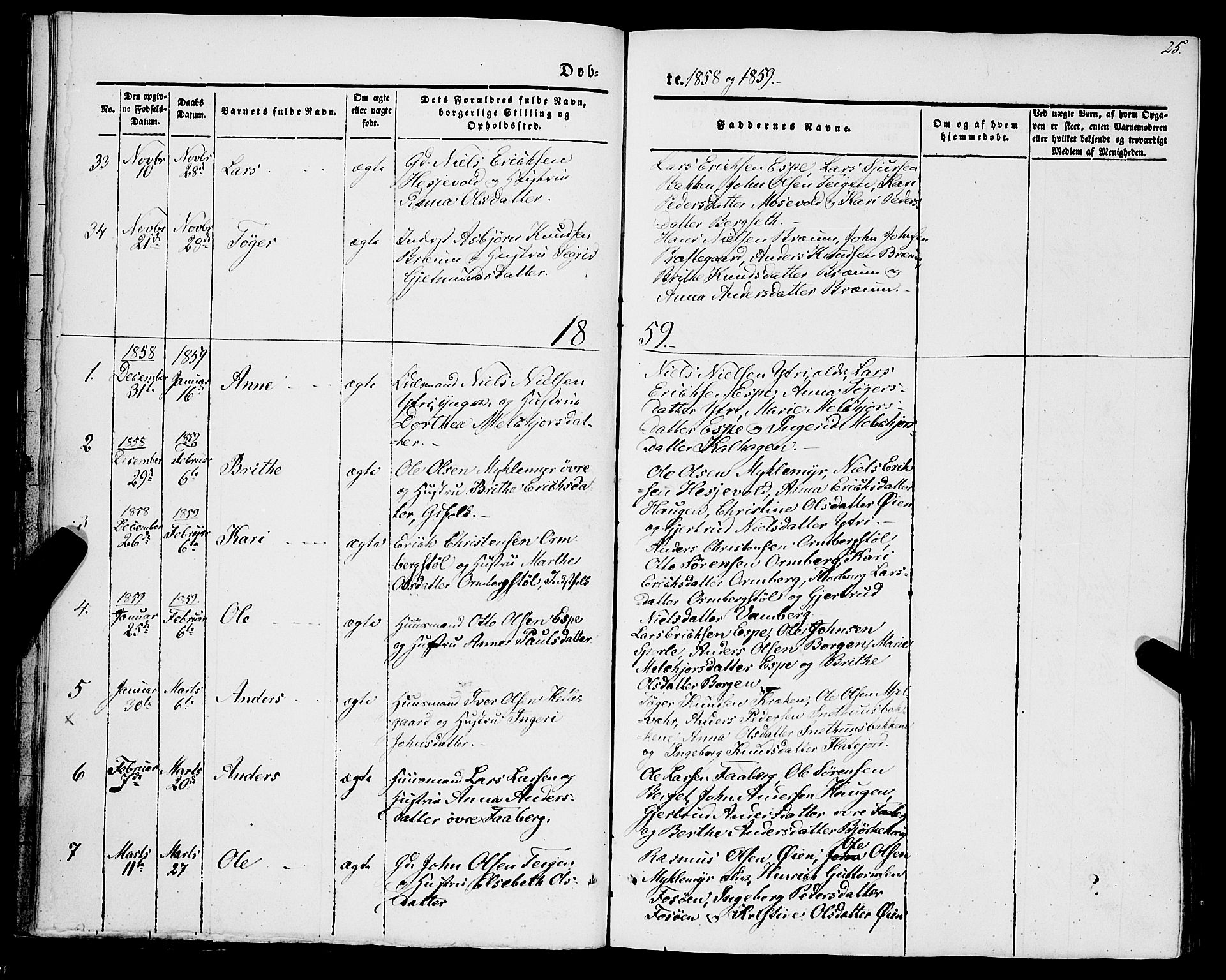 Jostedal sokneprestembete, AV/SAB-A-80601/H/Haa/Haaa/L0005: Parish register (official) no. A 5, 1849-1877, p. 25