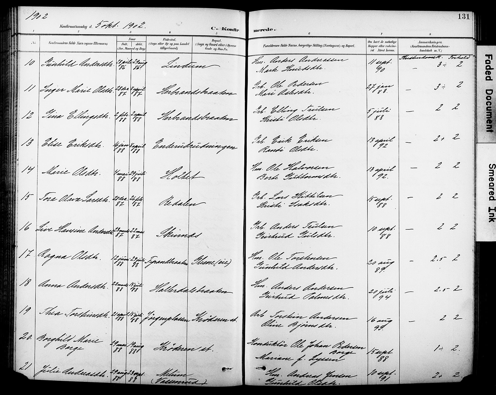 Krødsherad kirkebøker, SAKO/A-19/G/Ga/L0002: Parish register (copy) no. 2, 1894-1918, p. 131