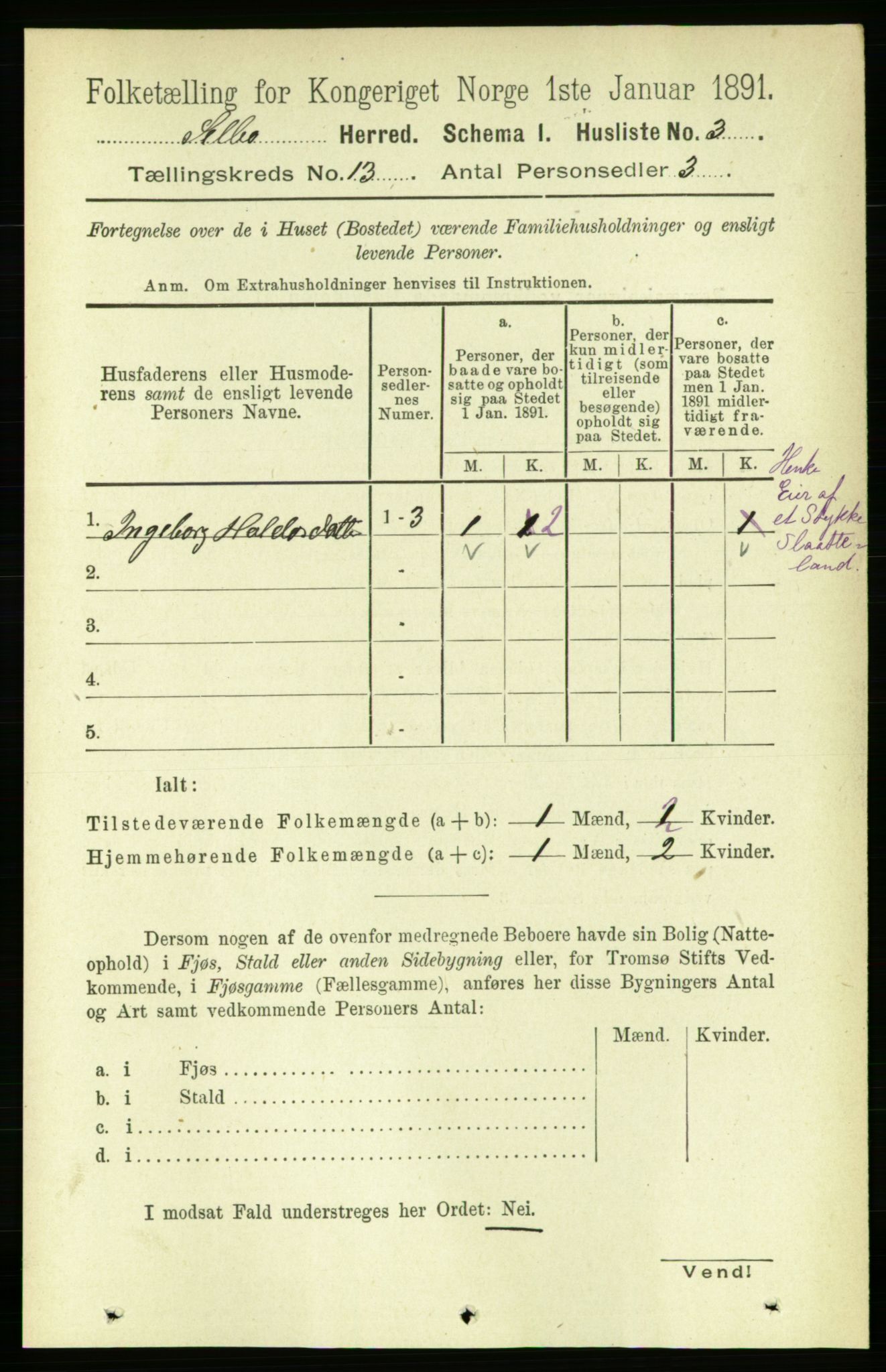 RA, 1891 census for 1664 Selbu, 1891, p. 4539