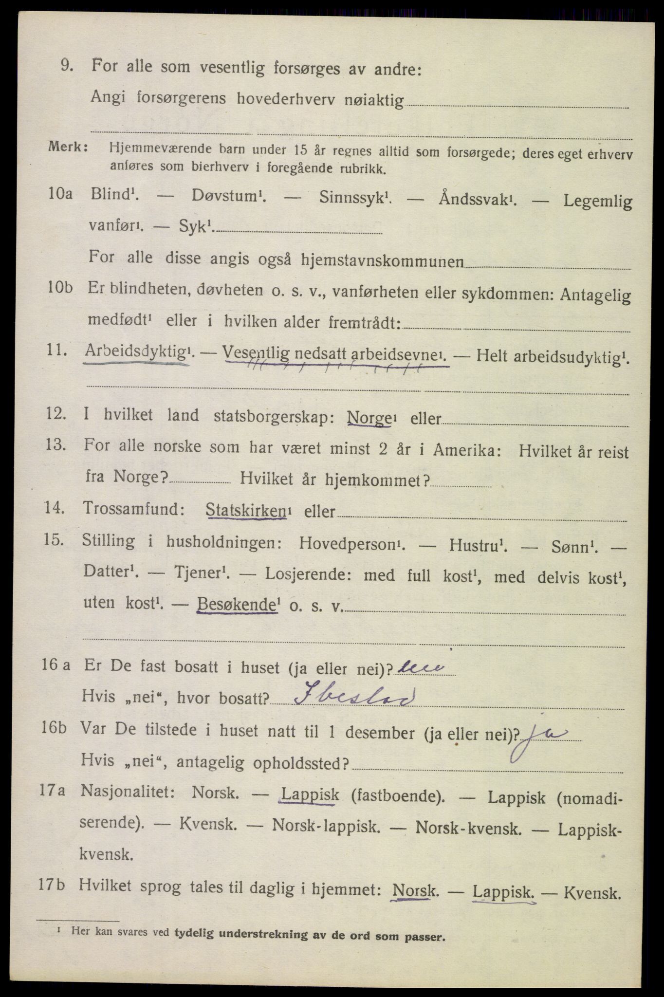 SAT, 1920 census for Ankenes, 1920, p. 2826