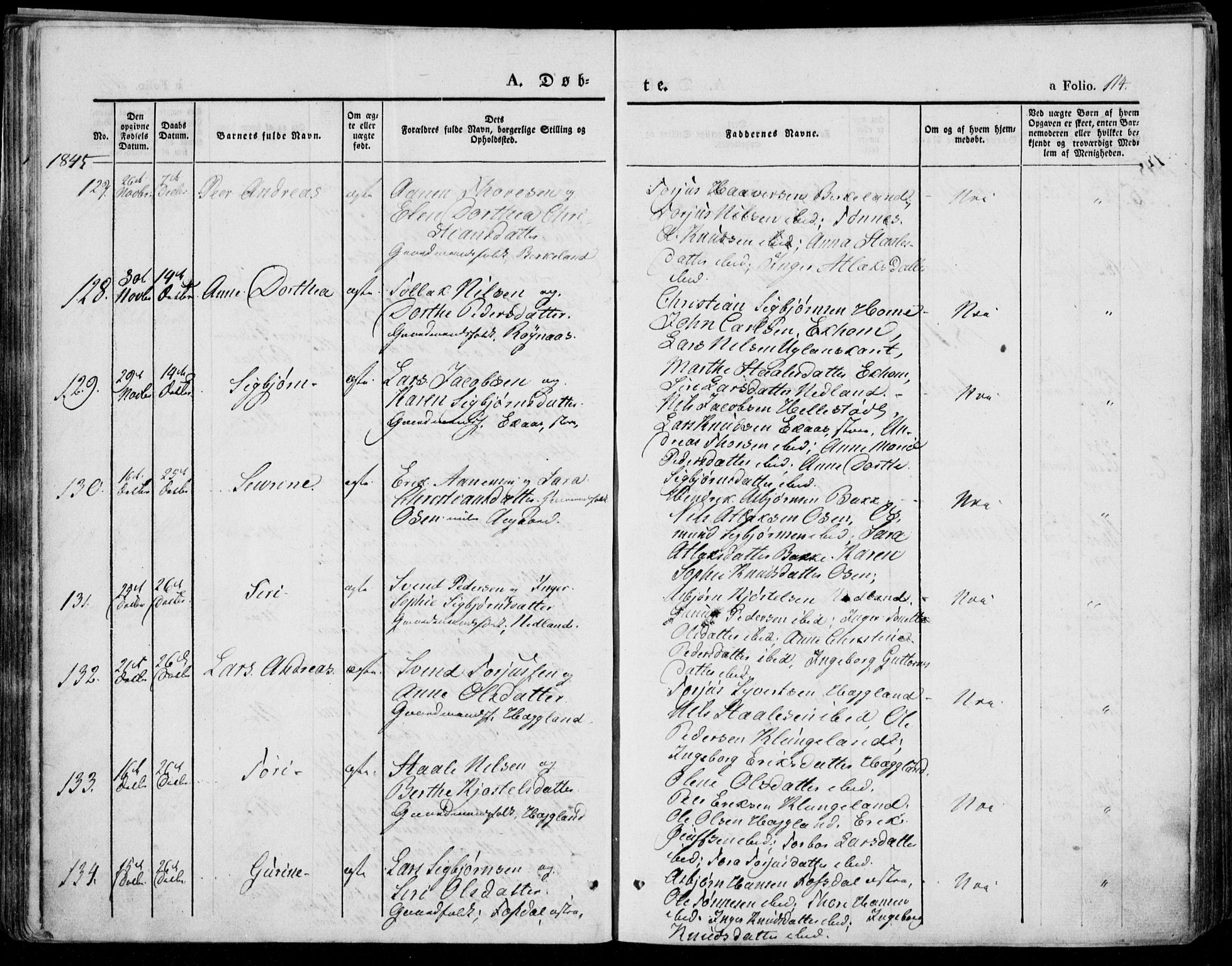 Bakke sokneprestkontor, SAK/1111-0002/F/Fa/Faa/L0004: Parish register (official) no. A 4, 1834-1846, p. 114