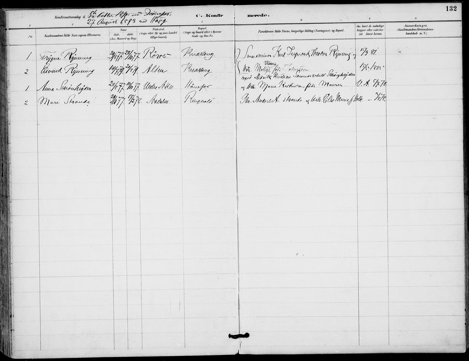 Haug kirkebøker, AV/SAKO-A-604/F/Fa/L0001: Parish register (official) no. 1, 1885-1917, p. 132