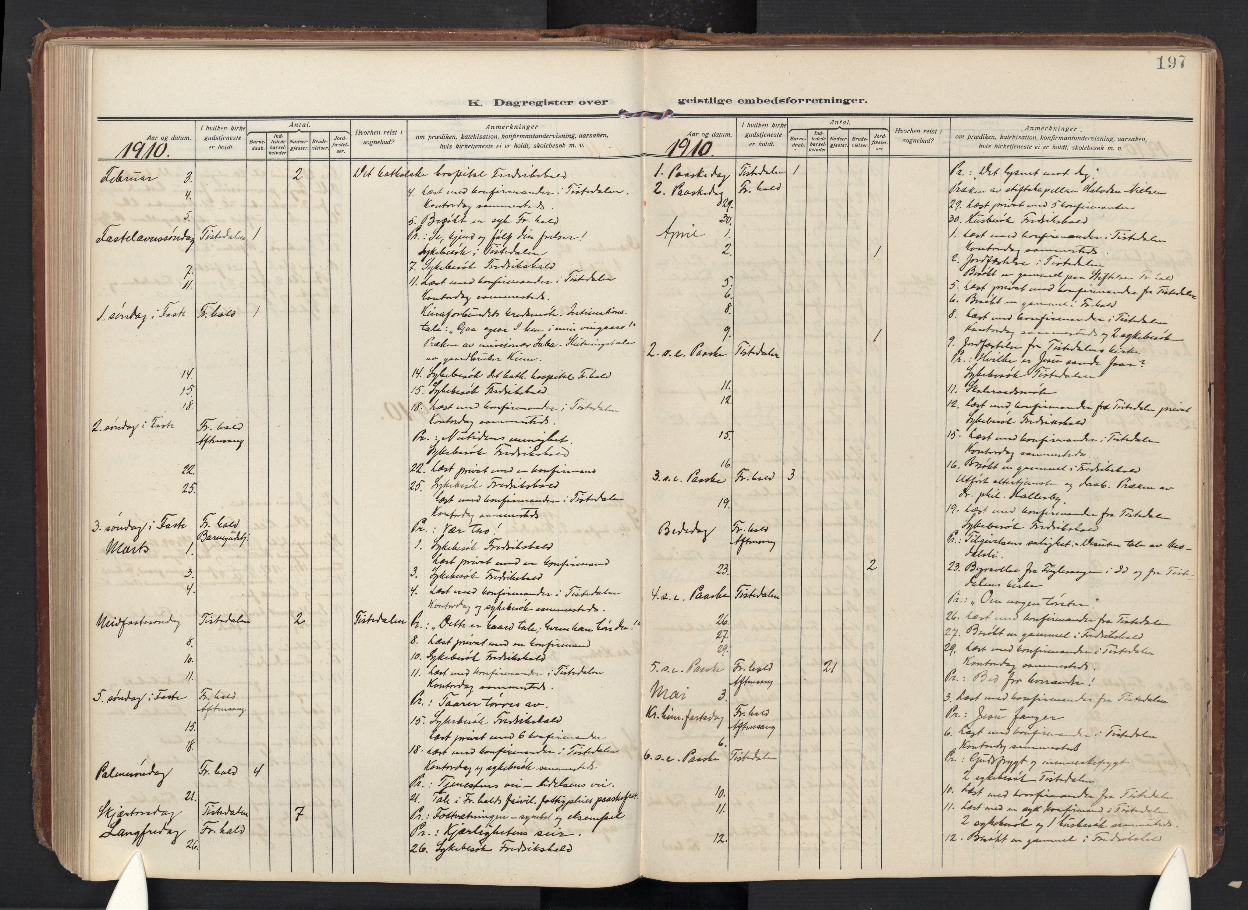 Halden prestekontor Kirkebøker, AV/SAO-A-10909/F/Fc/L0002: Parish register (official) no. III 2, 1909-1945, p. 197