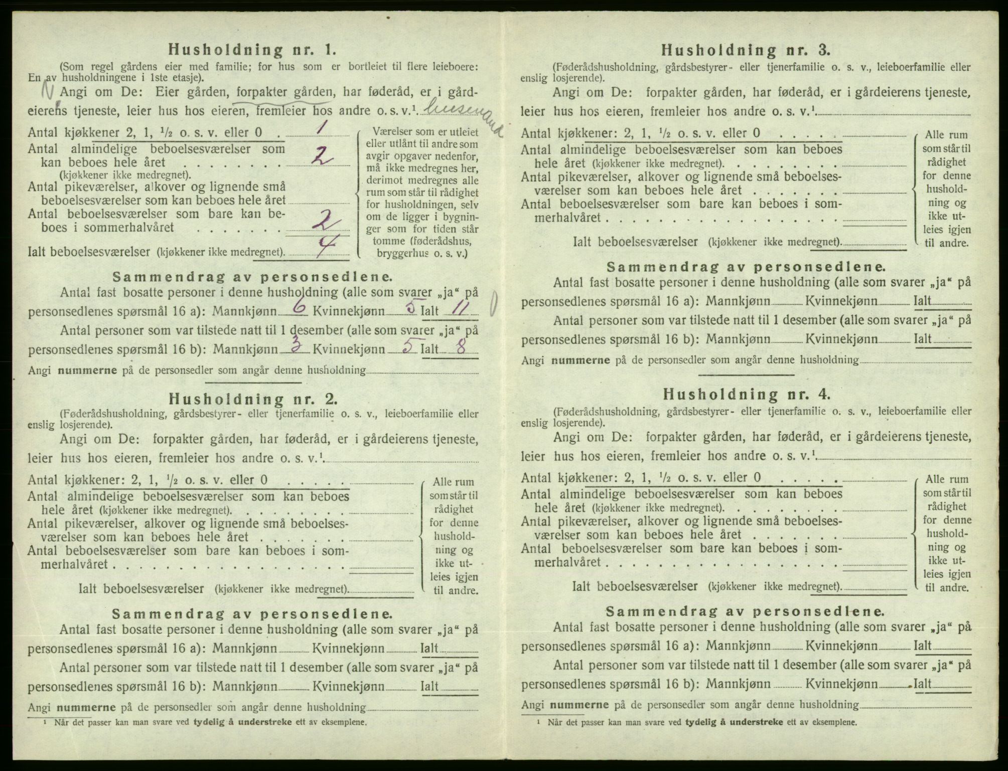 SAB, 1920 census for Fjelberg, 1920, p. 395