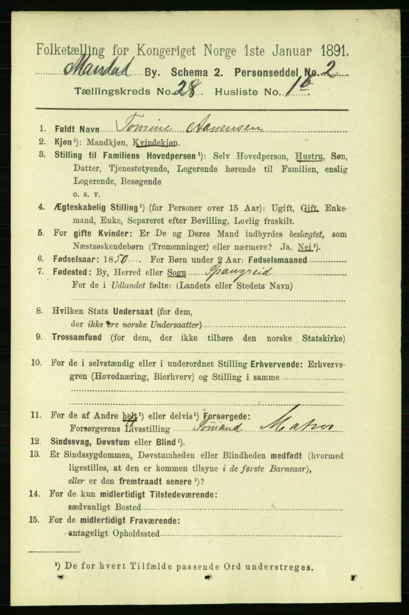 RA, 1891 census for 1002 Mandal, 1891, p. 5000