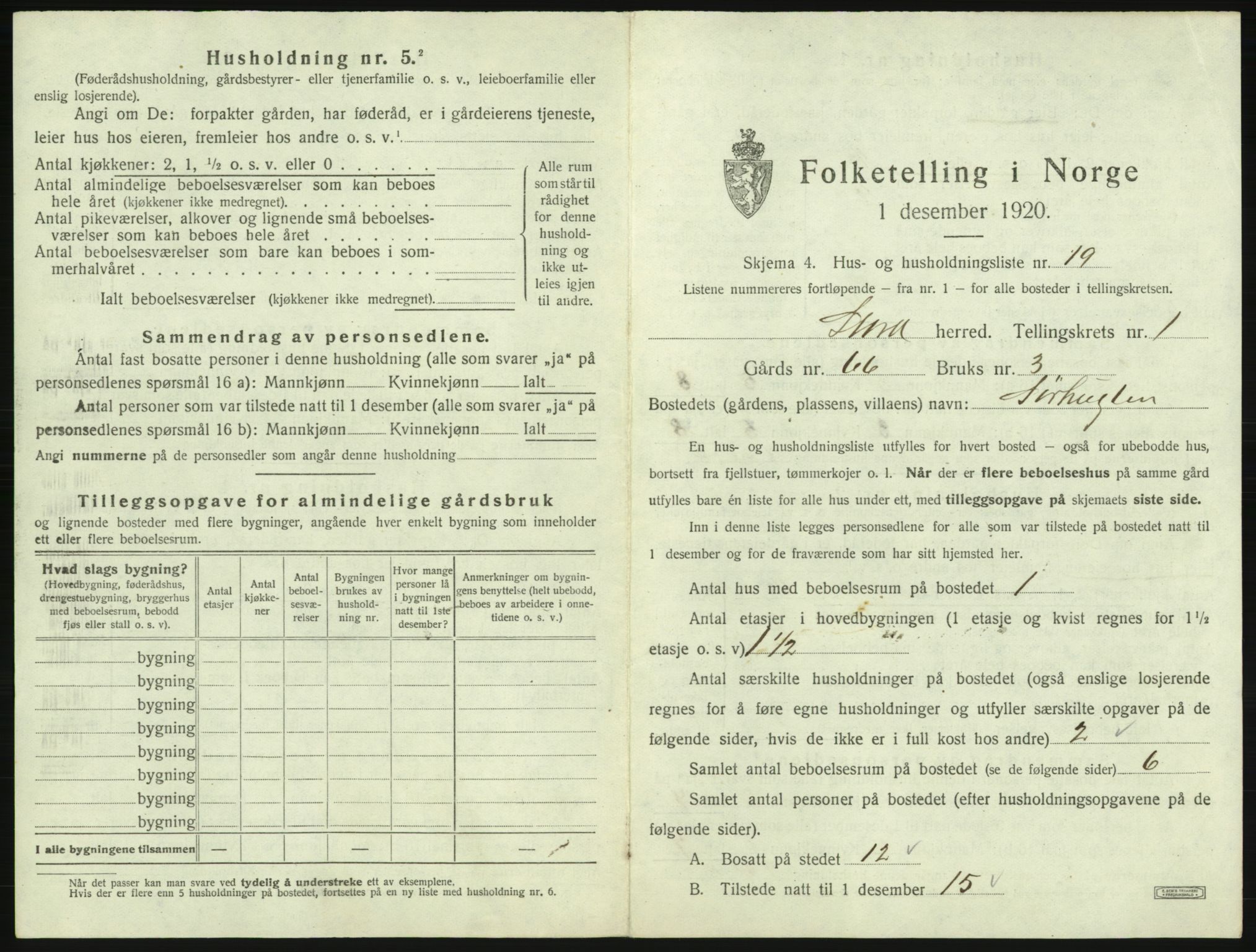 SAB, 1920 census for Stord, 1920, p. 91