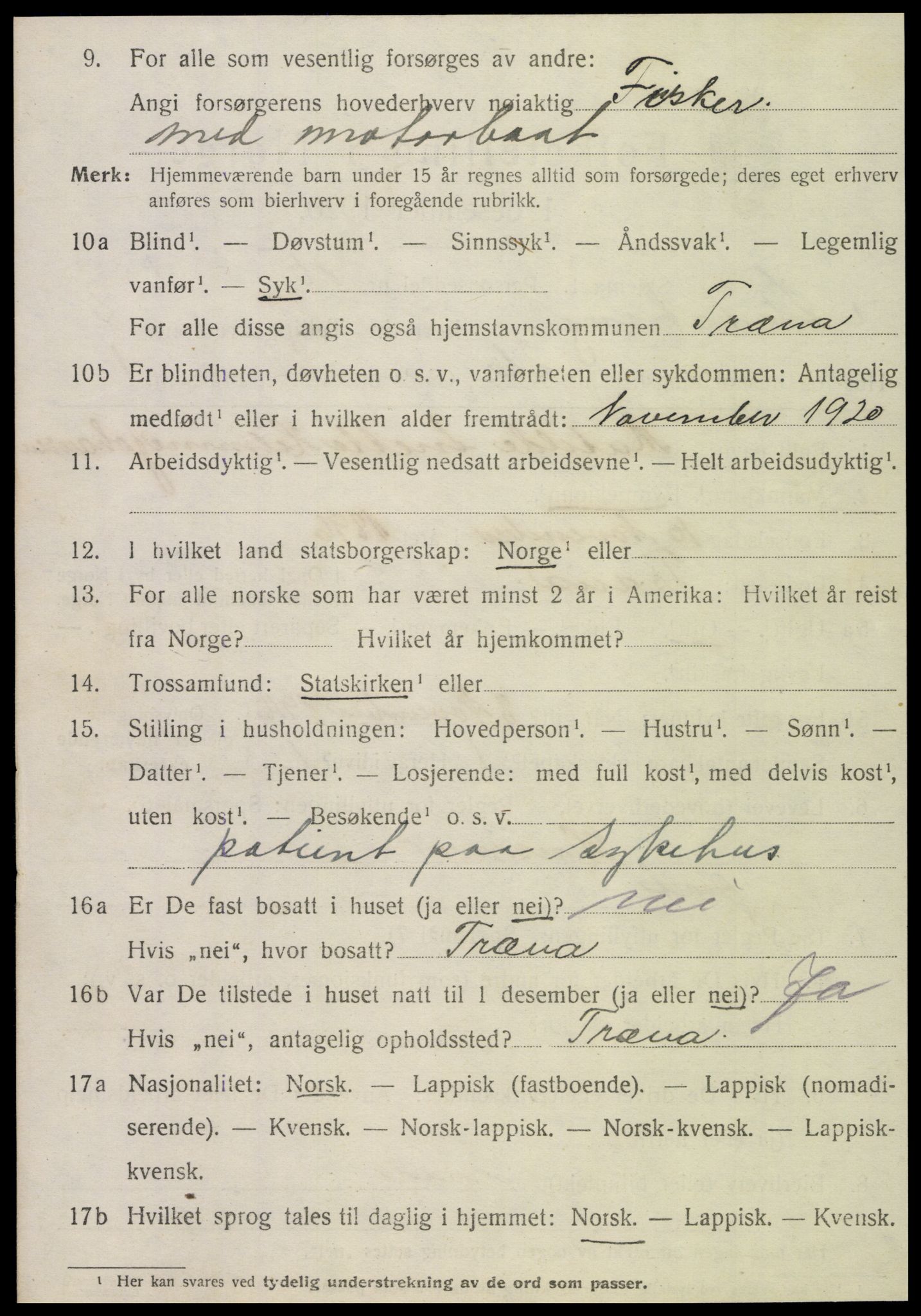 SAT, 1920 census for Alstahaug, 1920, p. 1236