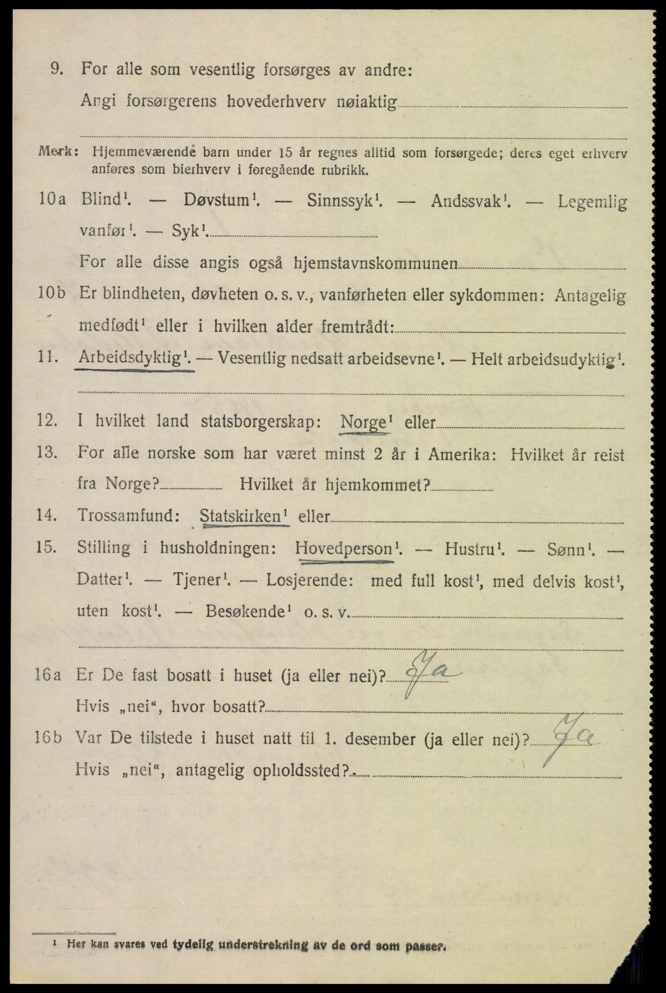 SAK, 1920 census for Vennesla, 1920, p. 4495